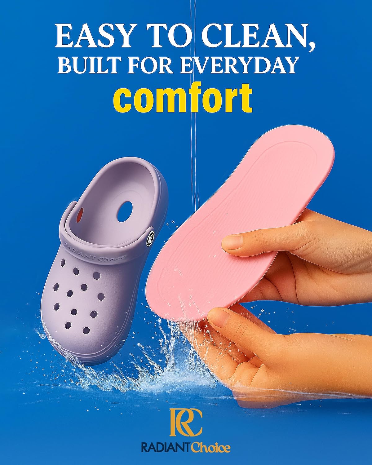 Kids' EVA Clogs – Lightweight Slip-On Waterproof Sandals with Removable Ultra-Soft Insole – Non-Slip Beach, Pool, Garden, Outdoor Shoes for Toddlers, Little & Big Kids – Boys & Girls