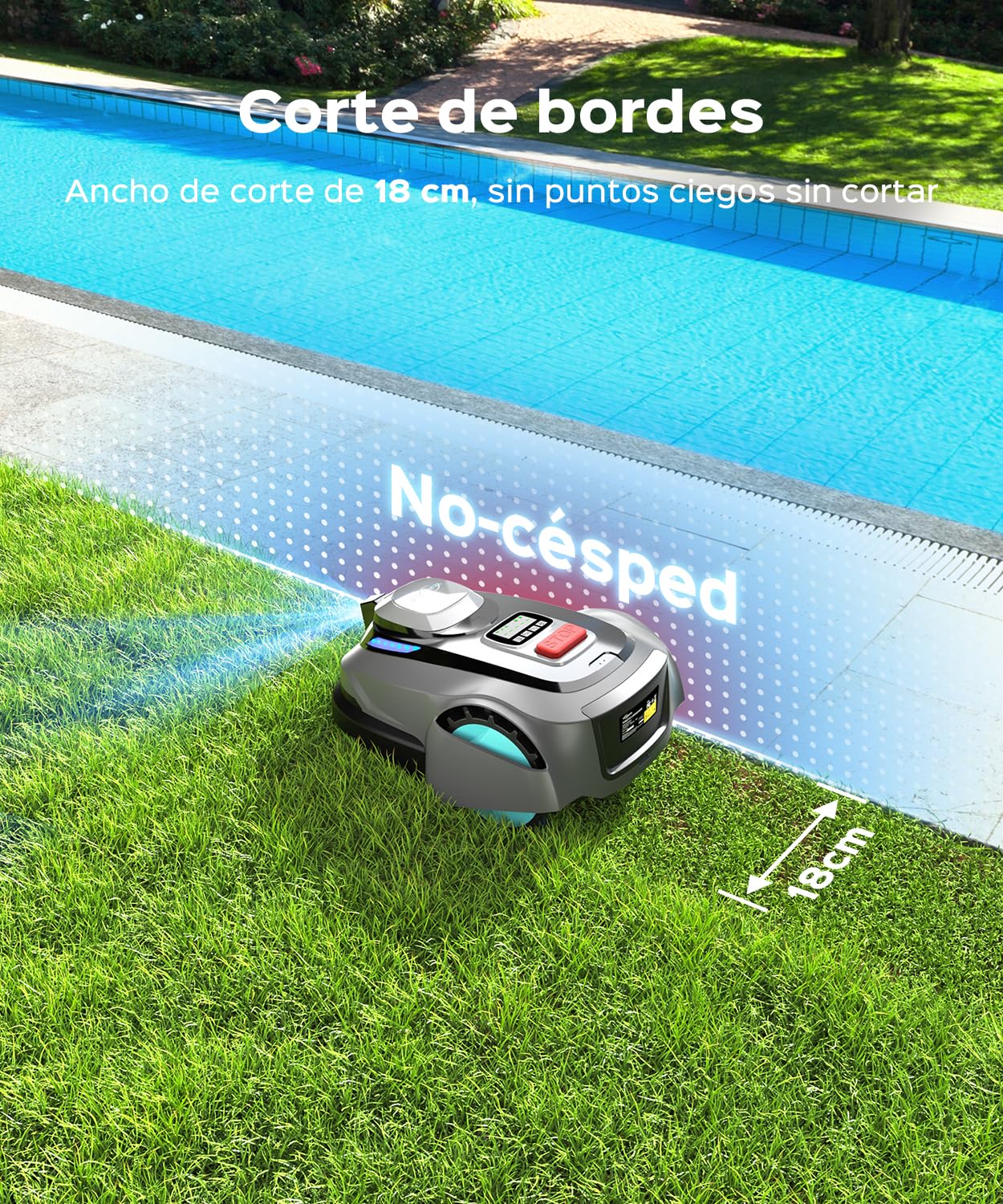 (2026 Upgrade) YARDCARE N1600 Pro Robot cortacésped sin Cable perimetral, Recomendado para 1600 m² – con RTK & visión, Corte en U, gestión multizona, Control Mediante App y evitación de obstáculos