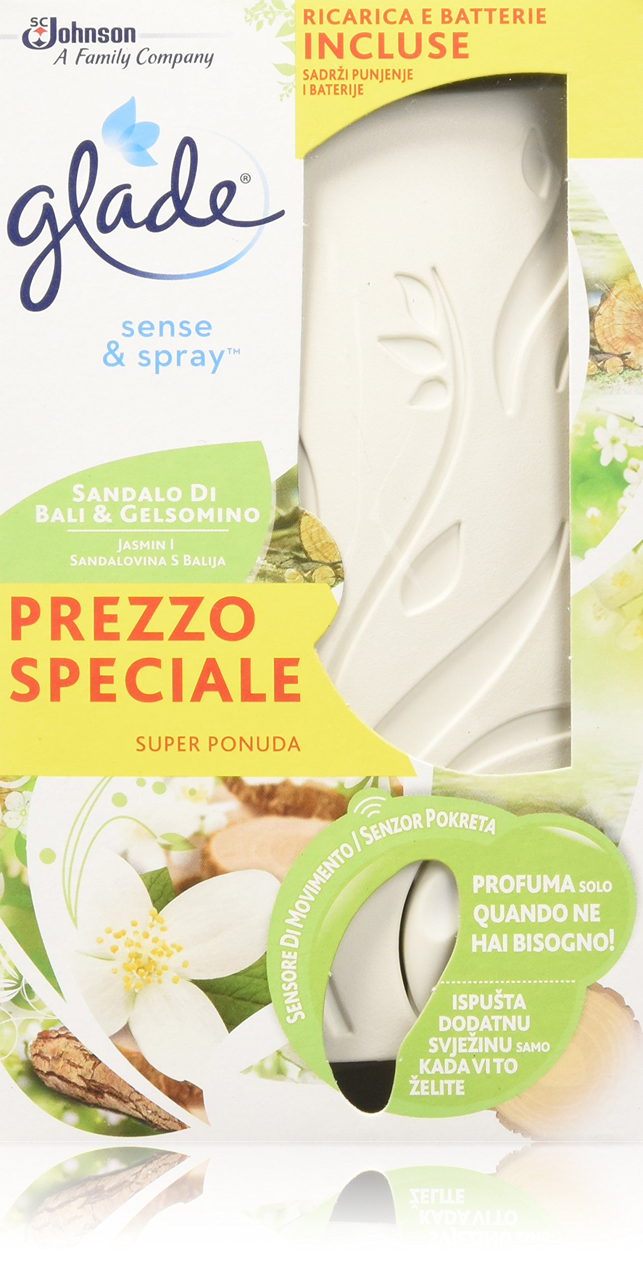 Glade deodorante per ambienti sense & spray diffusore automatico base+ricarica