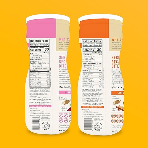 Miniatura 2 de Serenity Kids Bocadillos sin granos para niños y bebés de más de 6 meses, sin azúcar añadido, sin gluten ni arroz, sin alérgenos, fabricado con yuca