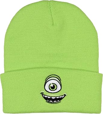Neff Monsters Inc. Mike Wazowski Embroidered Face Fold Cuff Adult Beanie OSFM Green