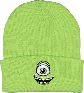 Monsters Inc. Mike Wazowski Embroidered Face Fold Cuff Adult Beanie OSFM Green