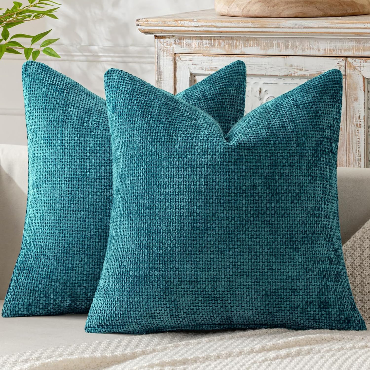 MIULEE Kissenbezug 2er Set Chenille Kissenbezüge Sofakissen Weiche Dekokissen Kissenhüllen mit Elegantem Design CouchKissen Zierkissen für Bett Sofa und Wohnzimmer