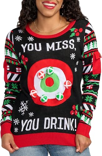 Tipsy Elves Women's Drinking Game Ugly Christmas Sweater: 1X