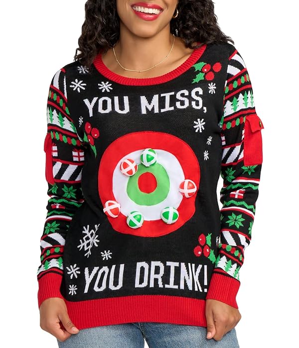 Tipsy Elves Women's Drinking Game Ugly Christmas Sweater: 1X by Tipsy Elves - Used condition - US$15.50
