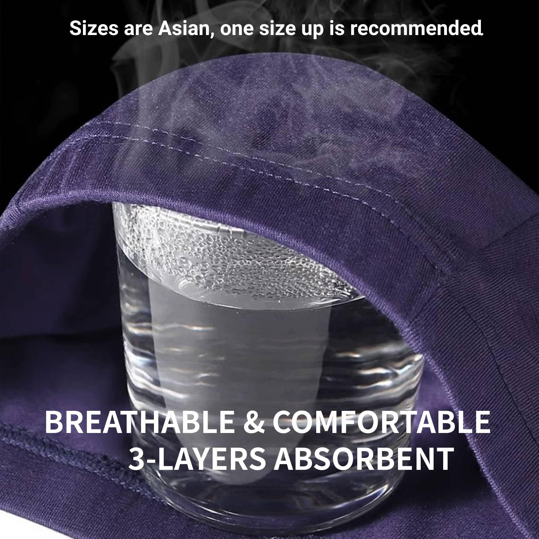 Men's Reusable Cotton Boxer Briefs Washable Underwear for Light Urinary Incontinence, 5 Pack