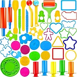 JOYIN 44 Clay Tools Set for Kids, Clay Accessories with Various Plastic Molds, Rolling Pins, Cutters
