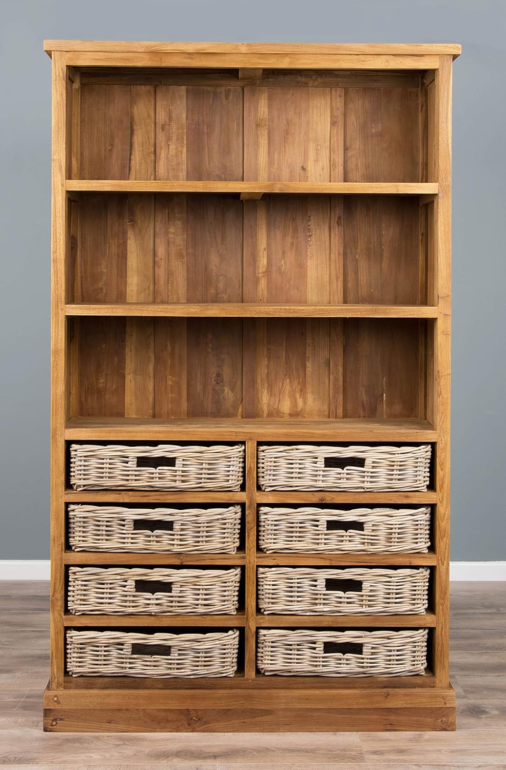 Inspiring Furniture LTD Rustic Reclaimed Teak Bookcase with Kubu