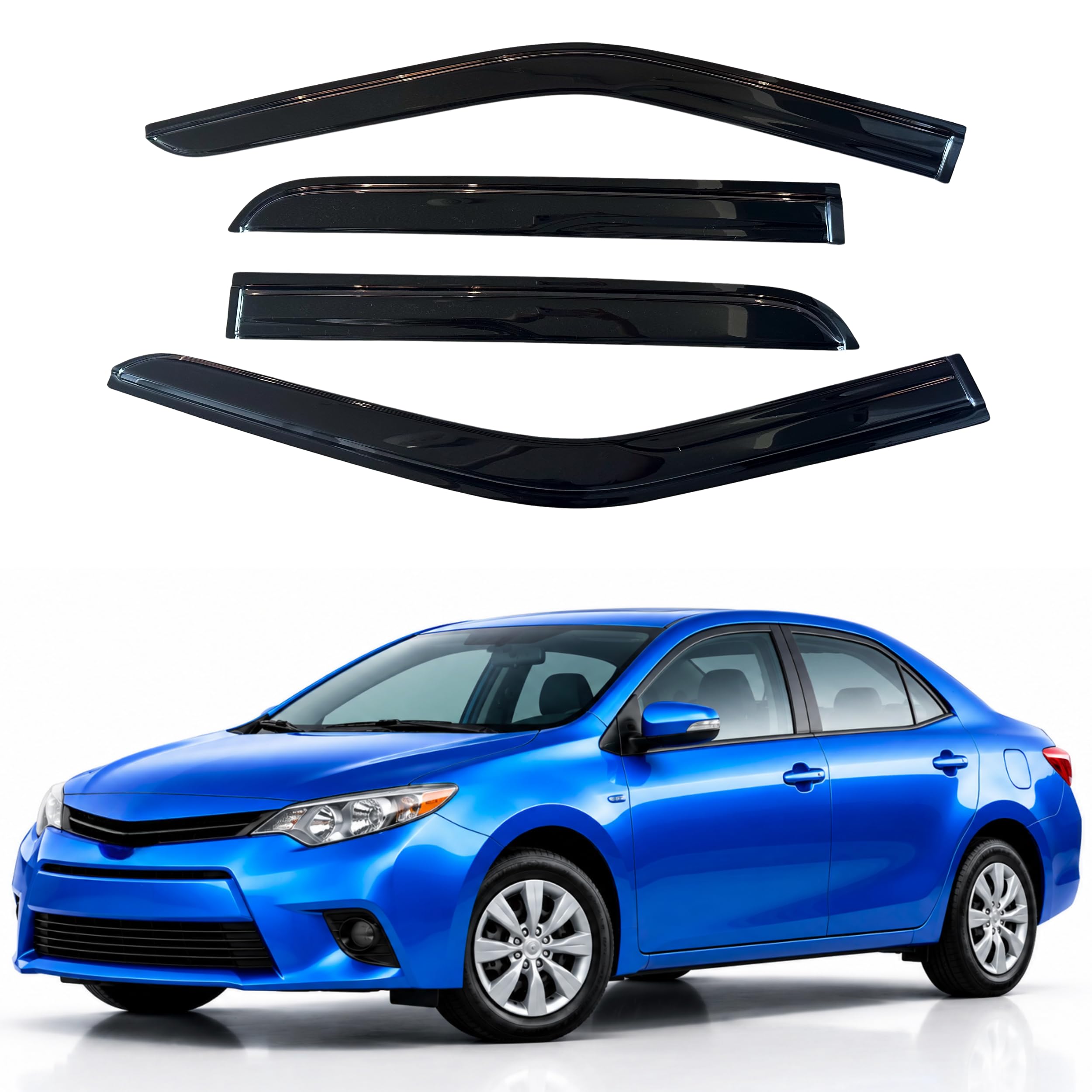 IG Window Visors Fit for 2014-2019 Toyota Corolla, Out-Channel Rain Guards Vent Wind Deflectors 4PC, Car Accessories for 14-19 Corolla Sedan (Excludes Hatchback)