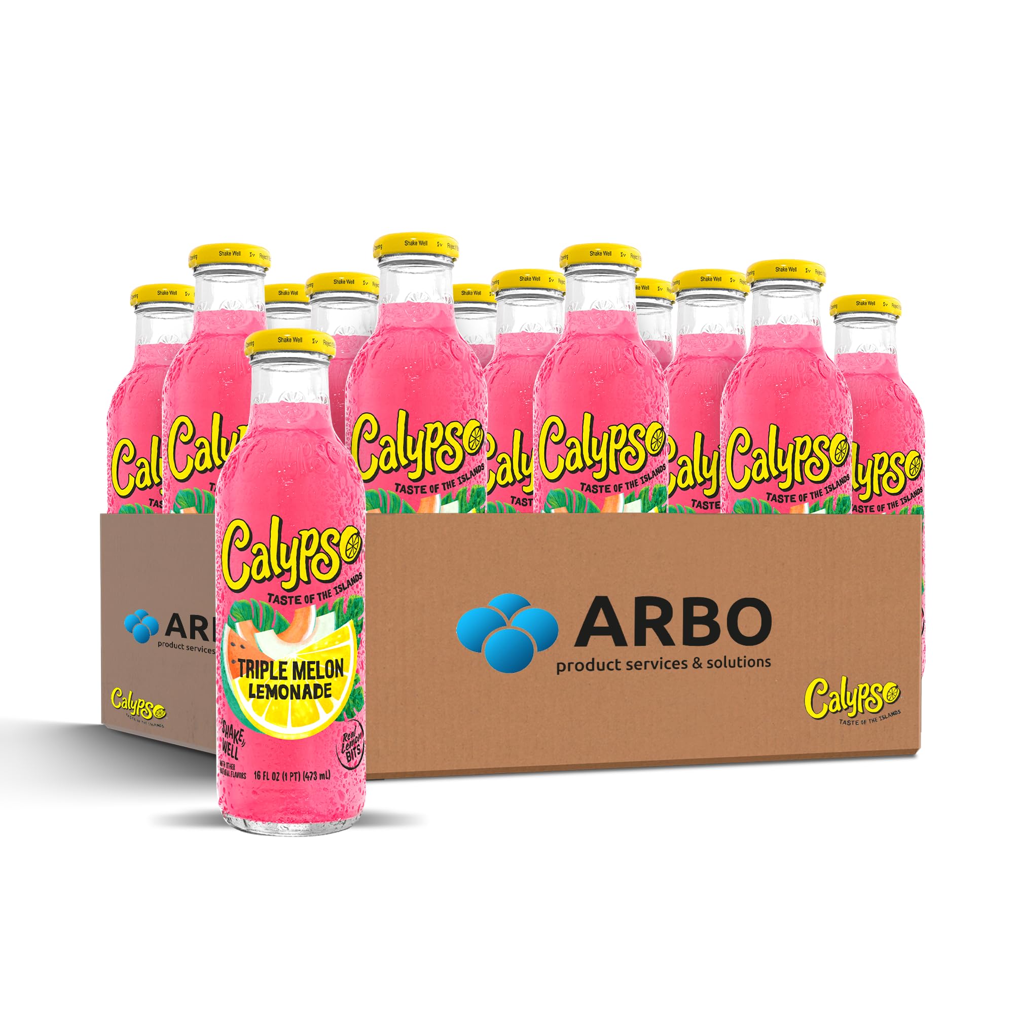 Calypso Triple Melon Lemonade 473ml 12er-Pack inkl. Pfand | Fruchtige Limonade mit Wassermelone, Honigmelone & Cantaloupe – Erfrischender US-Kultdrink für Sommer & Party