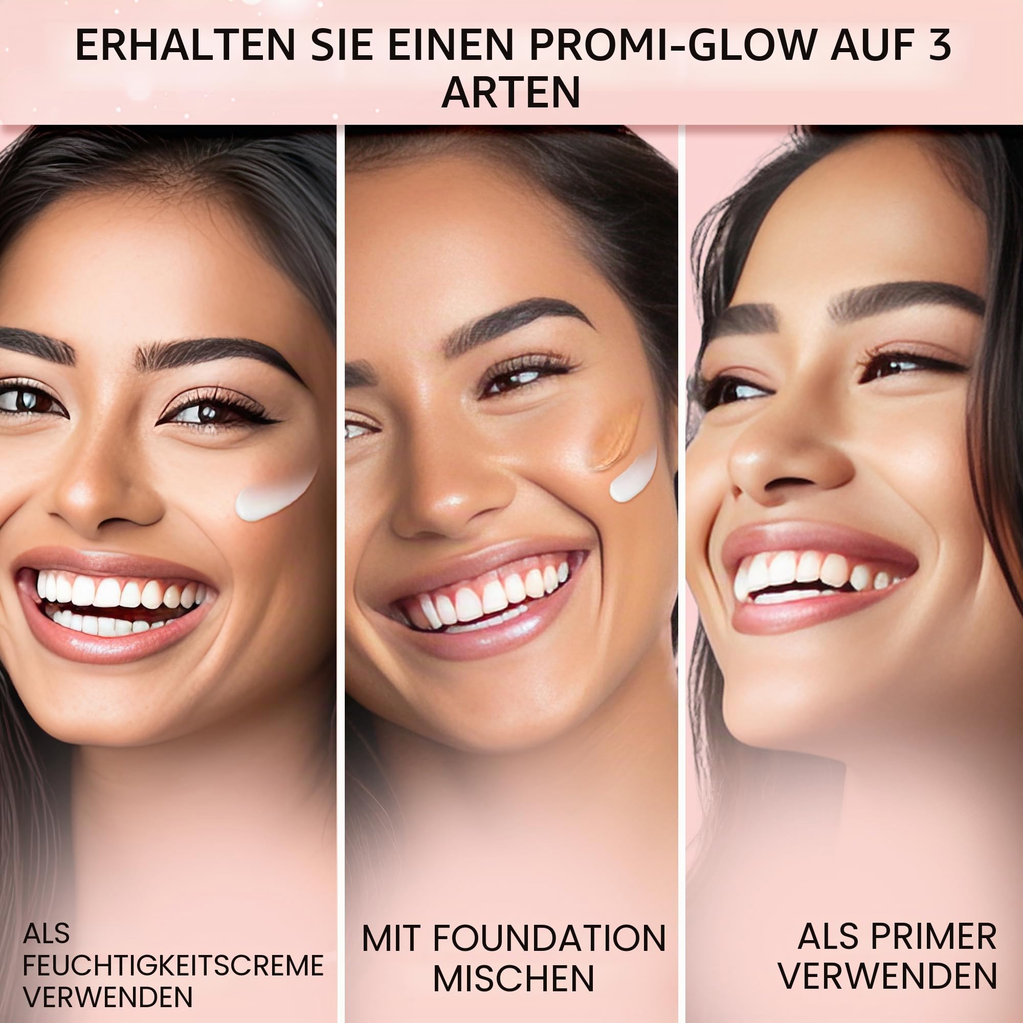 FACES CANADA Stroboskop-Creme – Roségold, 30 ml Grundierung + Highlighter + Feuchtigkeitscreme, Sheabutter und Hyaluronsäure, intensive Hydratation, makellose, strahlende, taufrische Haut