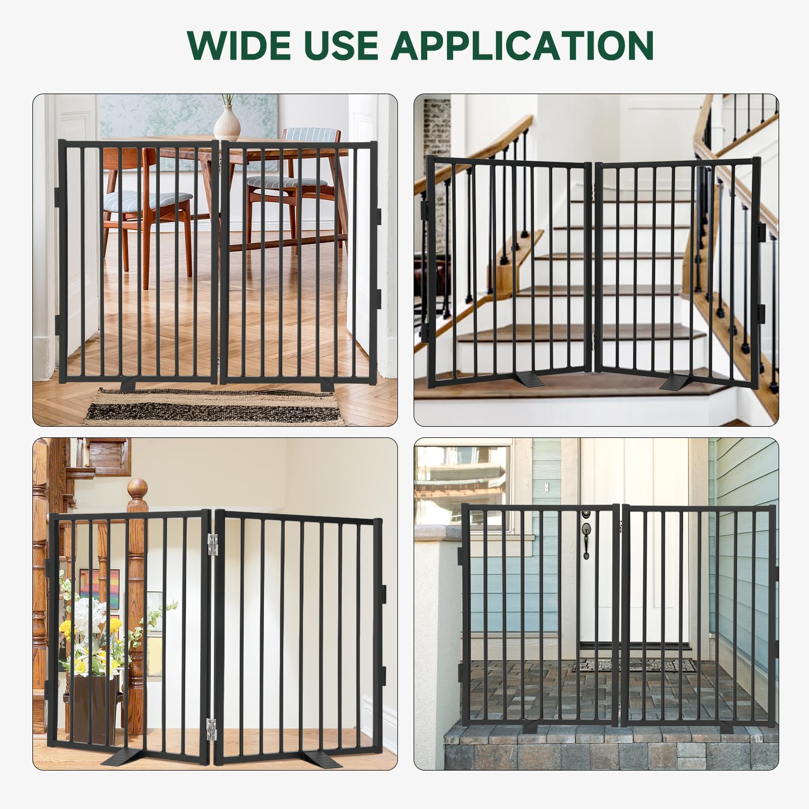 Snagle Paw Freistehendes Hundegitter aus Vollmetall, für den Innenbereich, mit Bodenschutzfüßen, 101,6 x 61 cm, faltbare Hundebarriere für Treppen, Flure und Türen (61 cm hoch, 2 Paneele, schwarz)