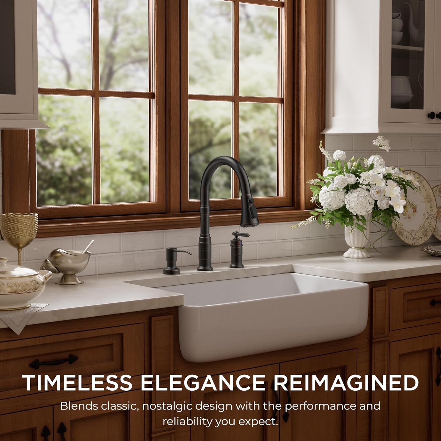 FORIOUS 2 Hole Kitchen Faucet with Pull Down Sprayer, Stainless Steel Rustic Kitchen Sink Faucet 3 Spray Modes with Single Seperate Handle, Suitable for Farmhouse Outdoor Rv Bar, Oil Rubbed Bronze