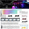 Dreamcolor Acrylic Interior Car LED Strip Light with Wireless APP, RGB 18 in 1 with 175 inches 600 LEDs Fiber Optic Car Ambient Lighting Kits, Dual zone Sound Active Function LED Strip for Car