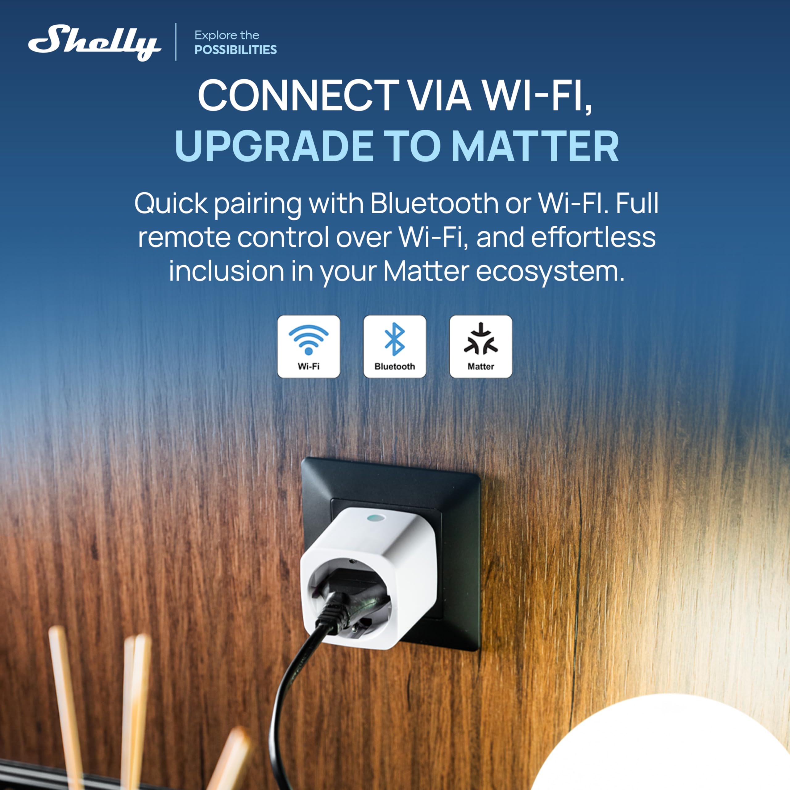 Shelly Plug M Gen3 Blanc – Prise connectée Matter et Wi-Fi, 13A (3000W) Type F, avec Mesure de consommation électrique, Compatible Alexa, Google, Home, Apple Homekit - Lot de 2