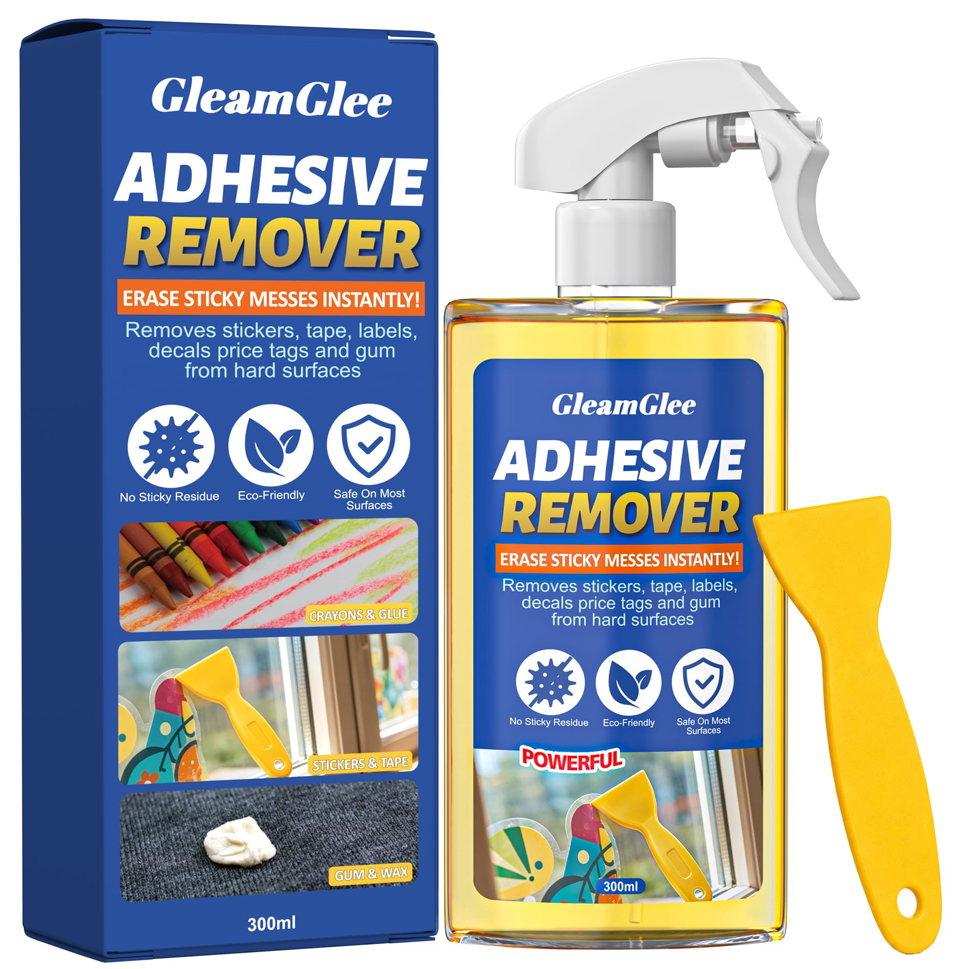 Adhesive Remover Spray 300ml with Scraper, Sticker, Label and Glue Remover