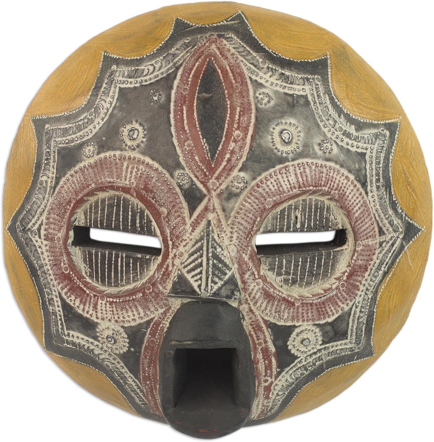 NOVICA Decorative Wood Mask, Black 'Fire'