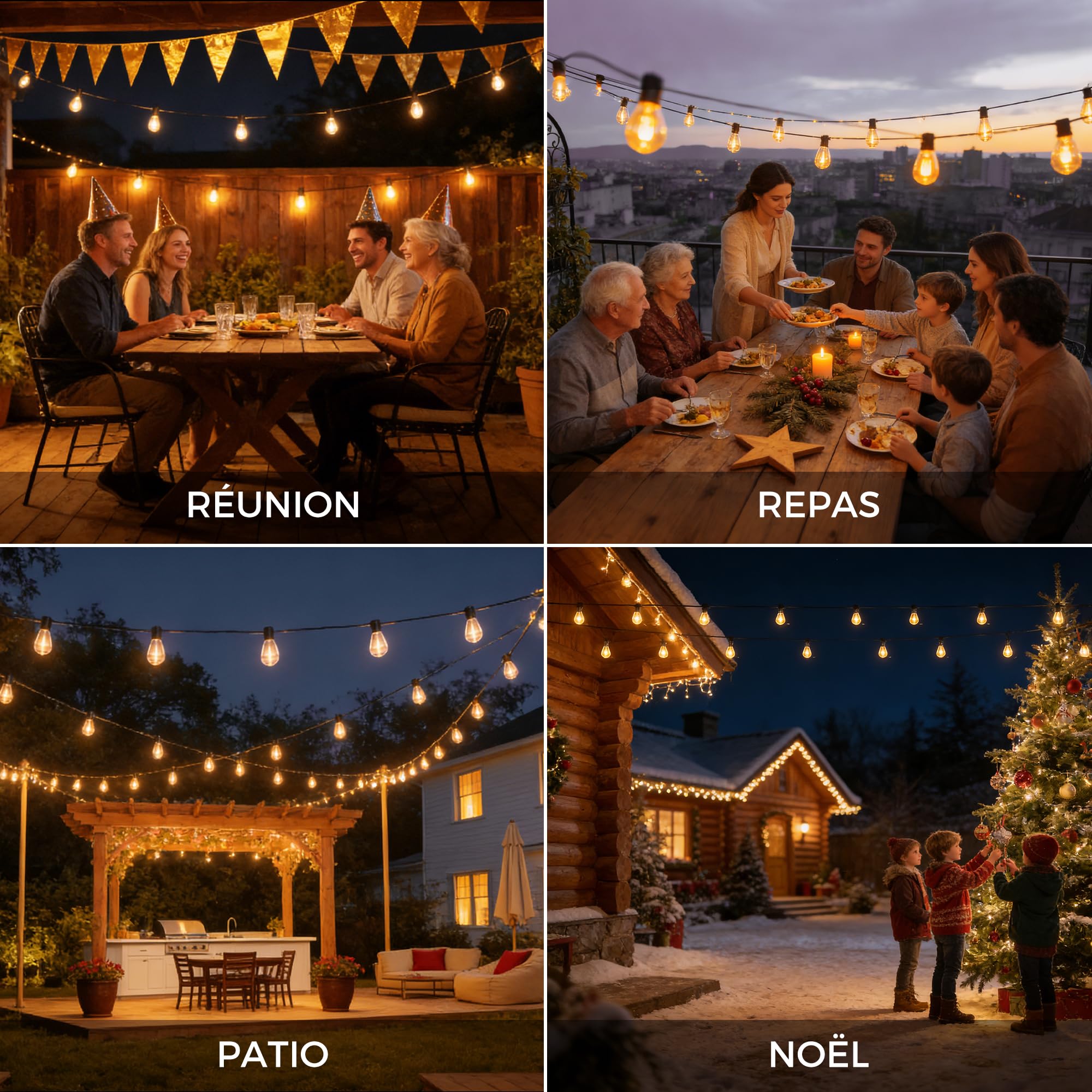 HeiPard Guirlande Guinguette Exterieur,15m 25+2 Ampoules Guirlande Lumineuse Exterieure LED IP45 Étanche Télécommande Dimmable Minuterie Guirlande LED Exterieur pour Decoration Jardin Terrasse Balcon | S11 Lumières d'extérieur de jardin à intensité variab