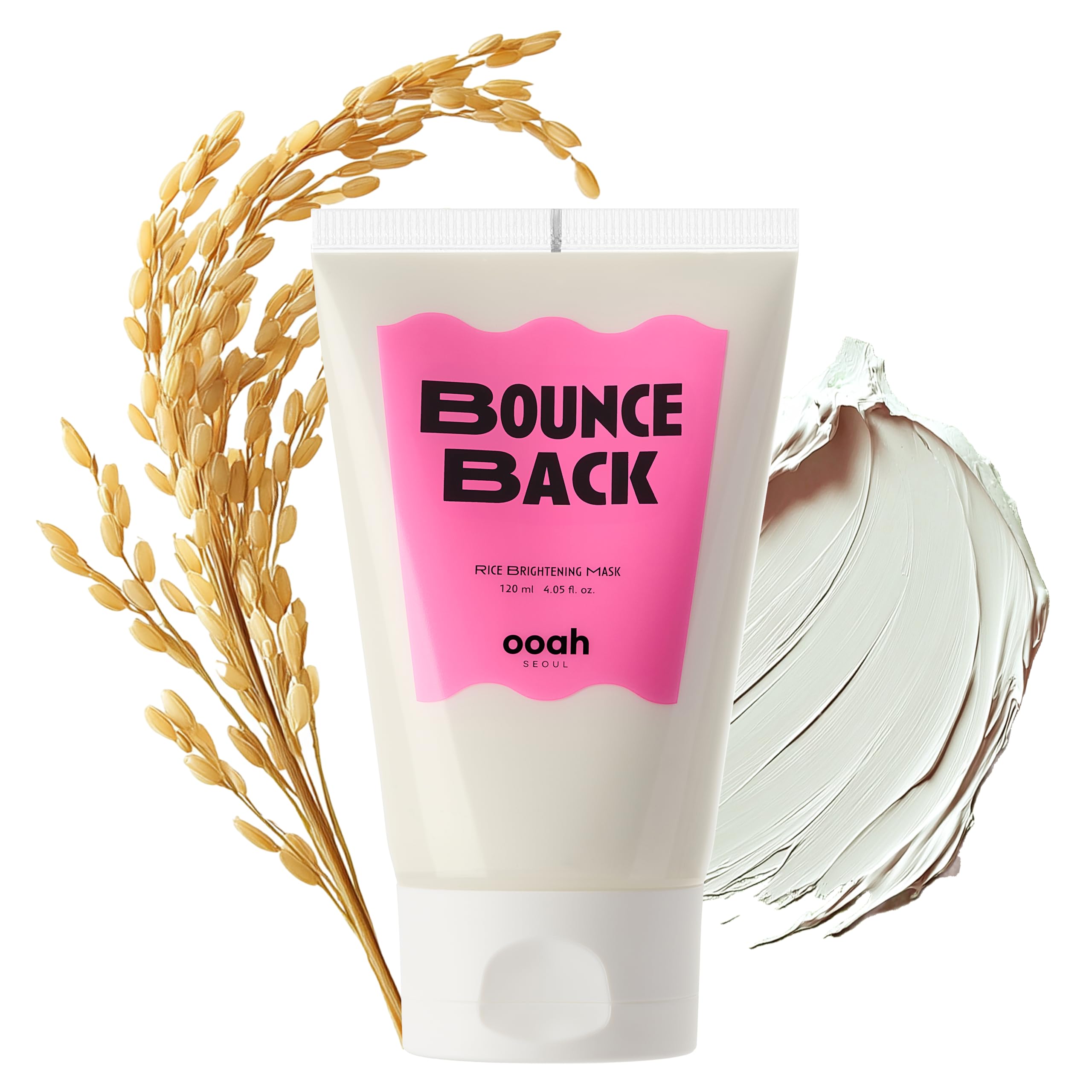 ooah seoul BOUNCE BACK Brightening Rice Face Mask | Korean Skincare for Radiance & Elasticity | Hydrating & Firming with Niacinamide & Glutathione |