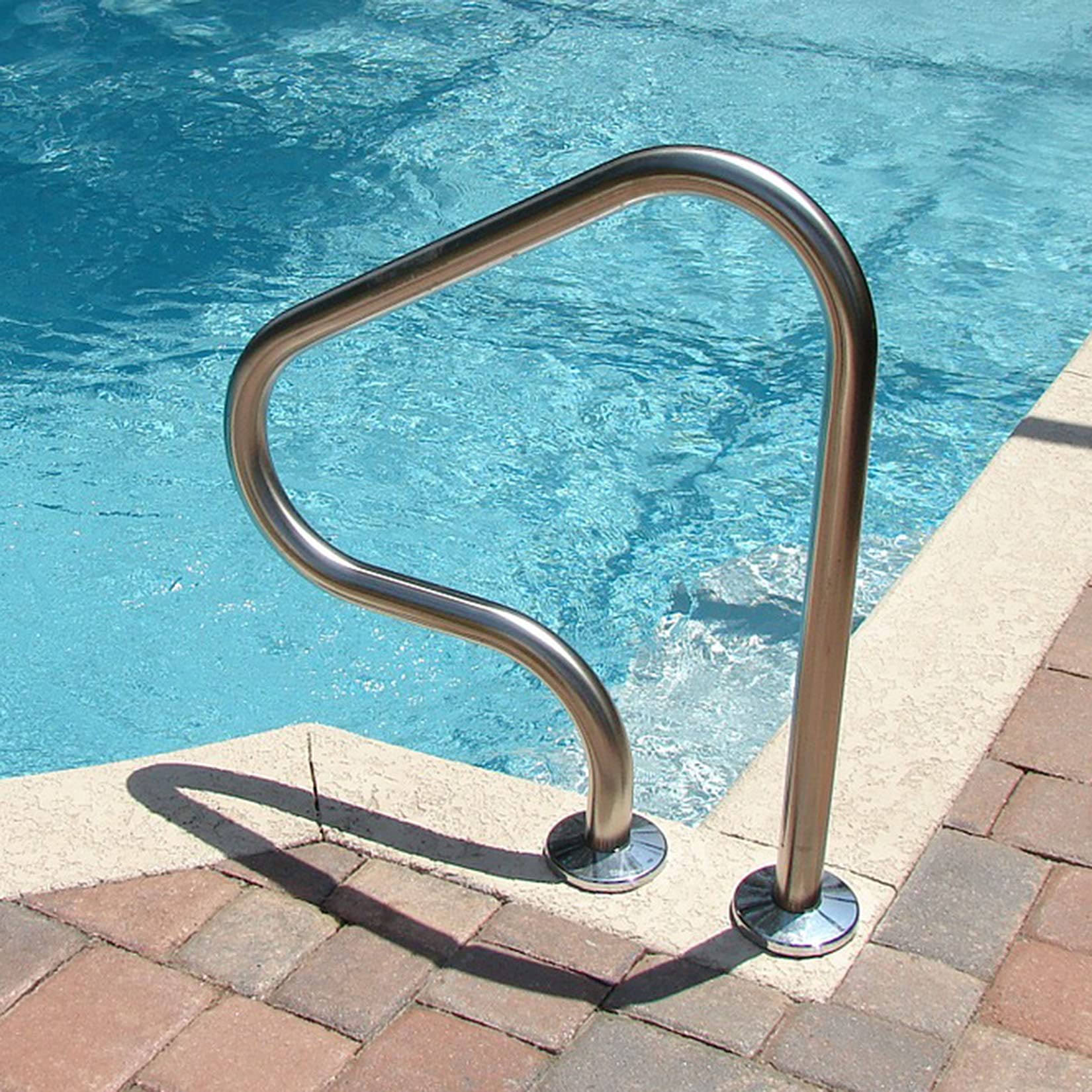 Rampe de Piscine 80 x 80 cm Main Courante de Piscine, Acier Inoxydable 304, Mains courantes pour piscines creusées Rampe d'escalier de Piscine à 3 Coudes Facile à Installer