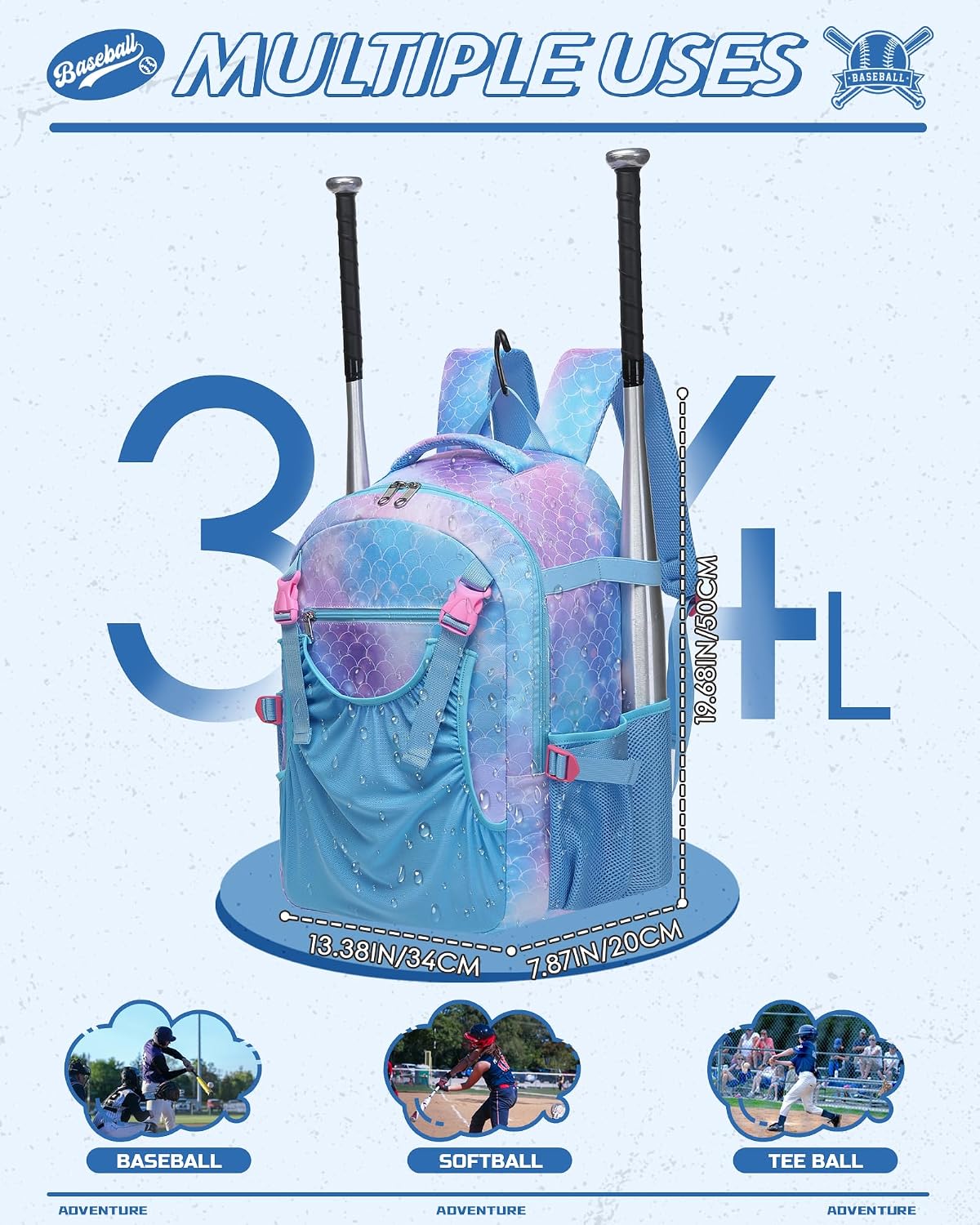 Baseball Softball Backpack for Kids Boys Girls 6-8 8-12 12-14 Large Youth Bat Bag for Gear Storage Baseball Softball Tball Equipment Back Pack with Separate Shoe Bag