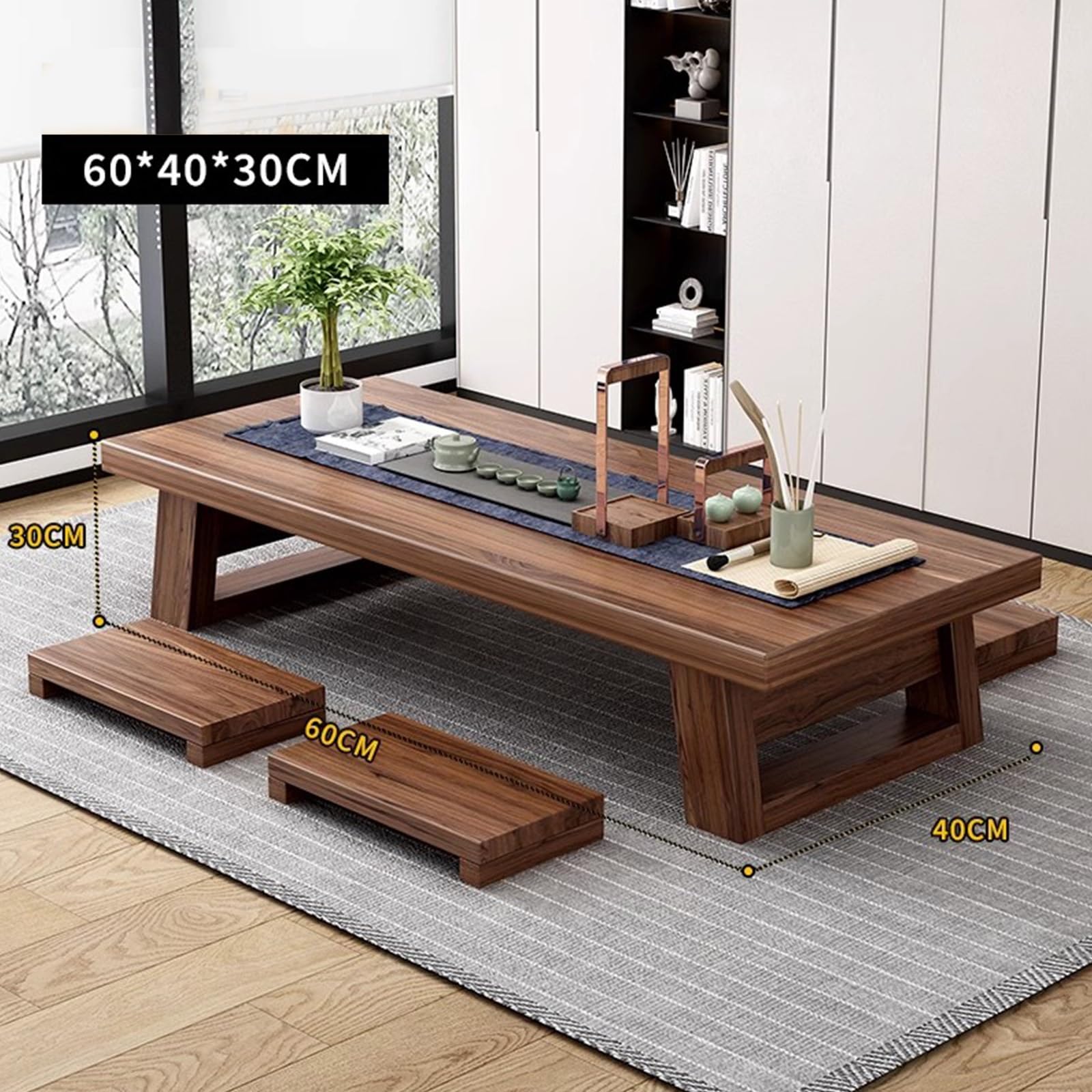 SZKTHD Japanese Zen Style Low Dining Table - Solid Wood Coffee