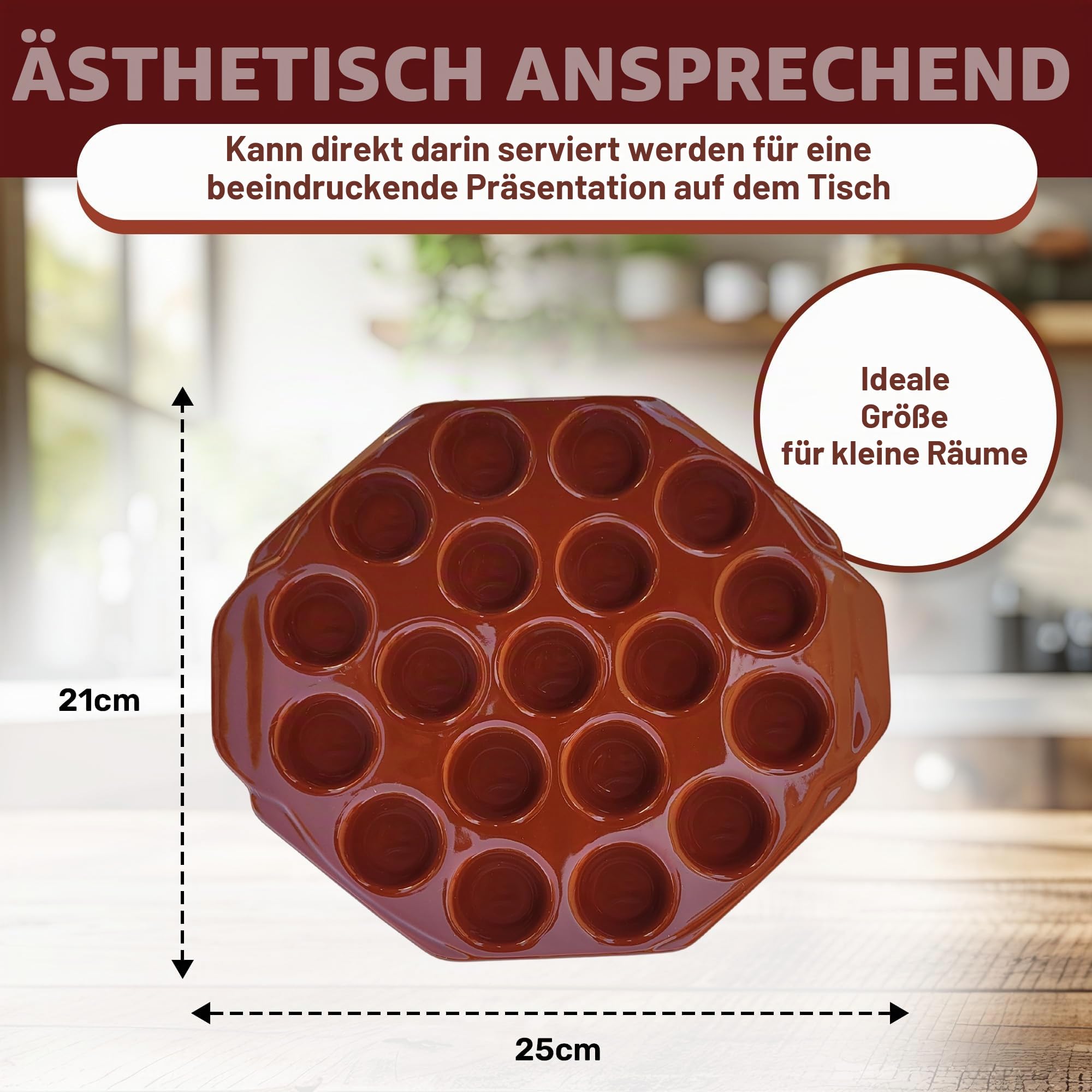 Provolonera Provolera Schmelzkäse aus Terrakotta, 19 Mulden, Grill, Mikrowelle, Käse und Schnecken. Zum Grillen, BBQ, zum Essen oder Abendessen. Provoleta Provolera