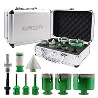 Vista 12 de Kit de brocas de núcleo de diamante, vástago triangular de 6/8/10/20/25/28/1.378 in + vástago hexagonal de 1.378 in, broca biseladora de biselado