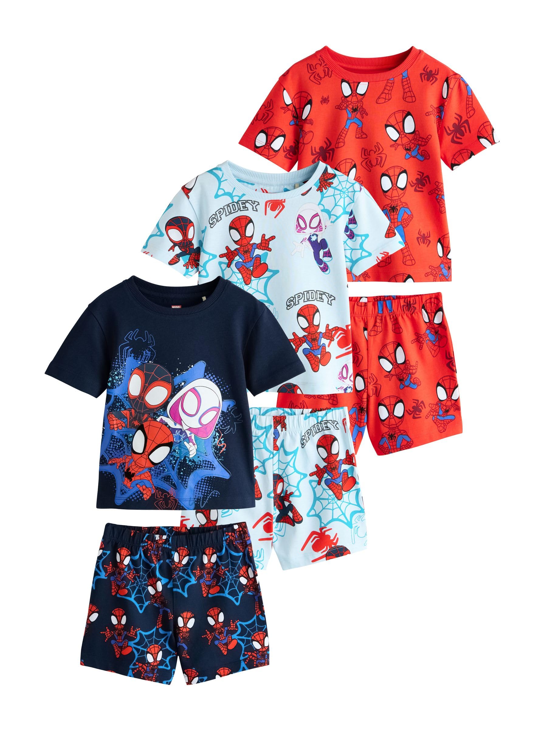 NEXT Jungen Spidey and Friends Kurze Schlafanzüge, 3er-Pack