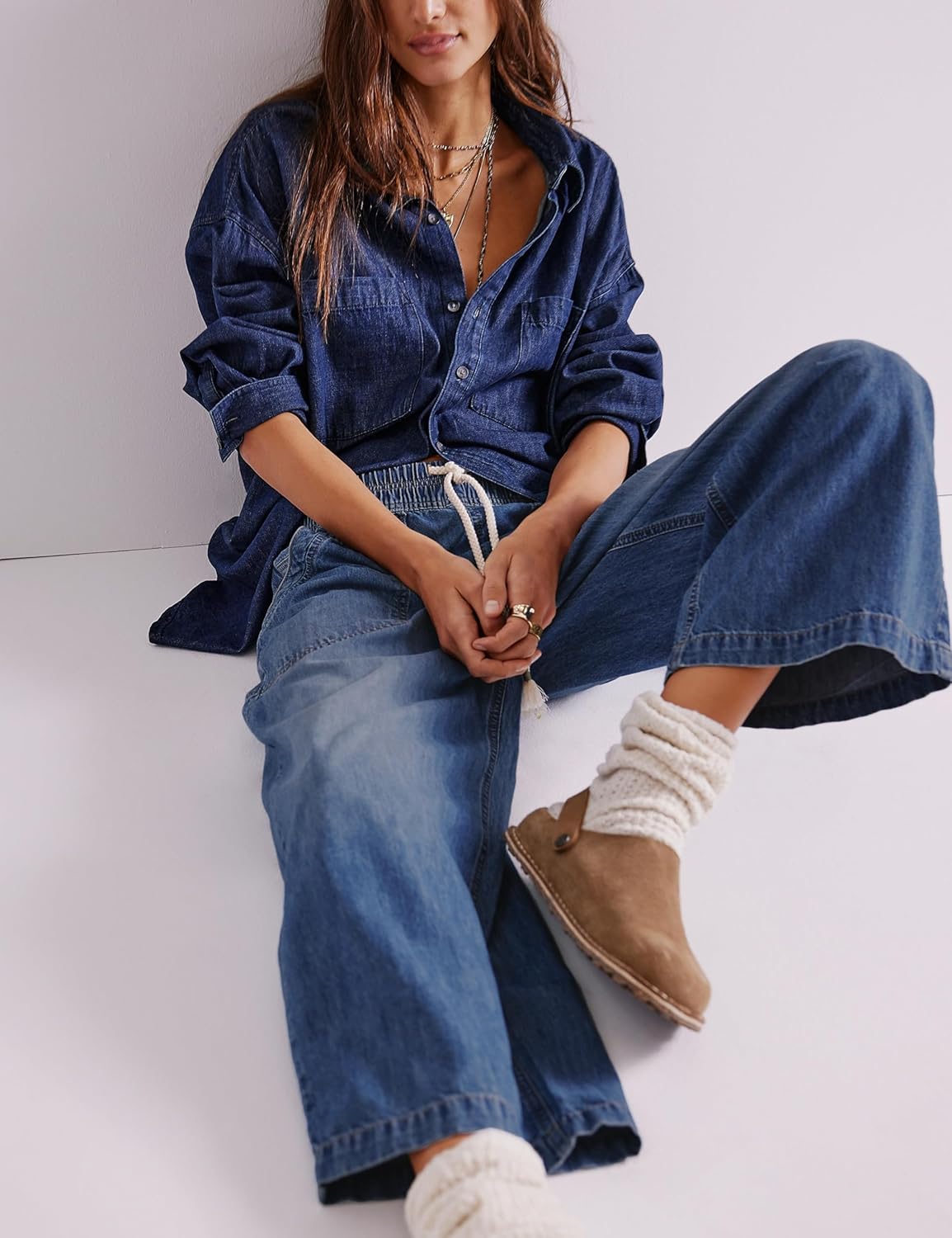 Wide Leg Jeans for Women Trendy Elastic High Waist Boyfriend Denim Pants Ankle Baggy Jeans with Pockets - Image 3