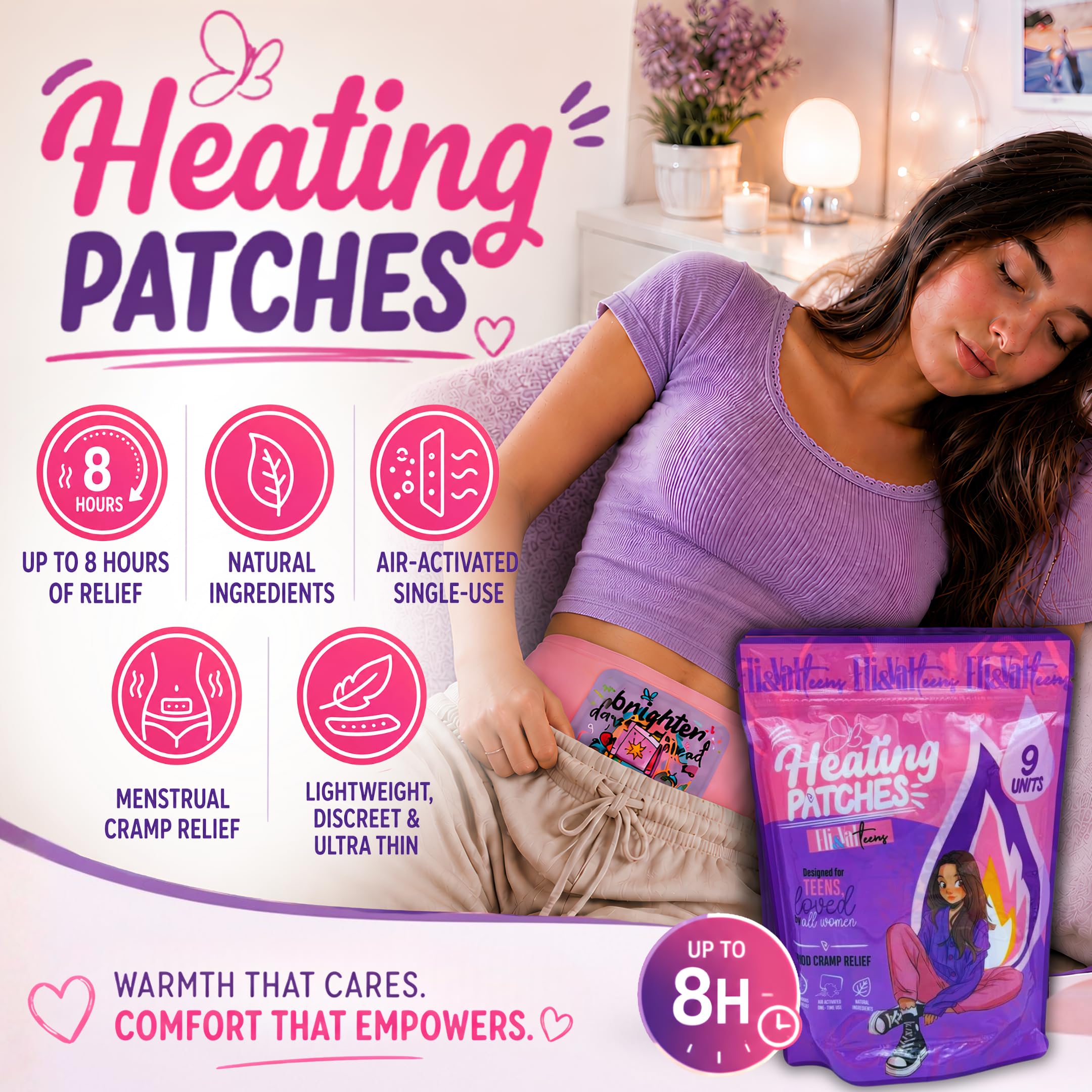 Heating Patches for Period Cramps, Teens & Women – 9 Count — Amazon image 2