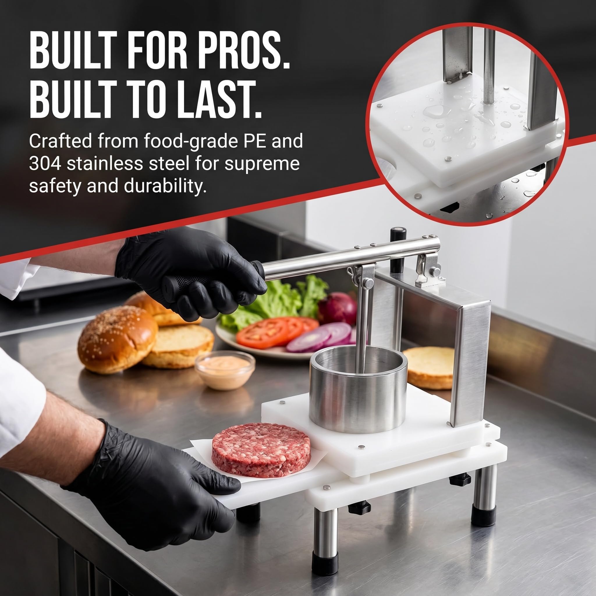 Máquina Comercial para Hacer Hamburguesas, Formadora Manual De Hamburguesas, Capacidad De Producción De 5 Unidades, Cuerpo Desmontable, Gran Capacidad, Fácil De Limpiar, para Cocinas