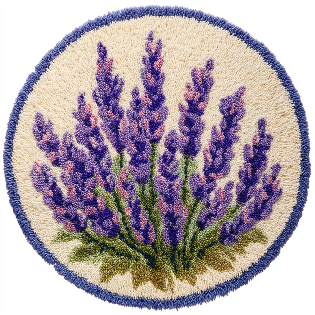 Kitquiver Flowers Latch Hook Craft Kits Lavender Flowers Latch Hook Kit for Beginners，Tapestry Carpet Latchs Set for Adults Self Knotting Set DIY Craft Kits 50x50cm