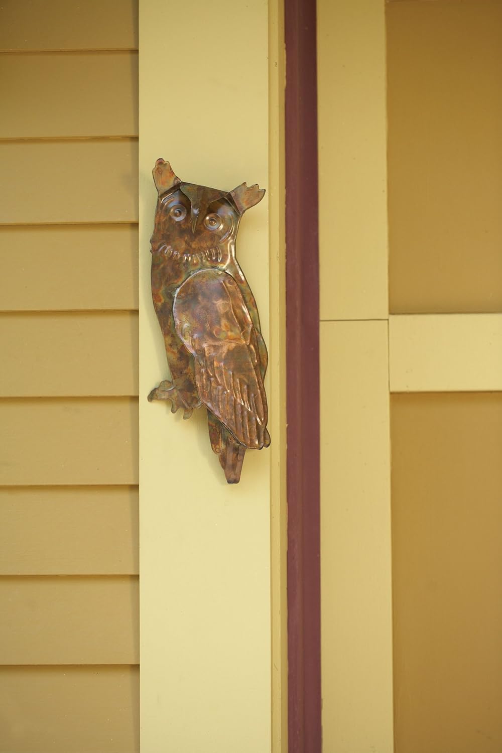 Ancient Graffiti Flamed Copper Hanging Owl