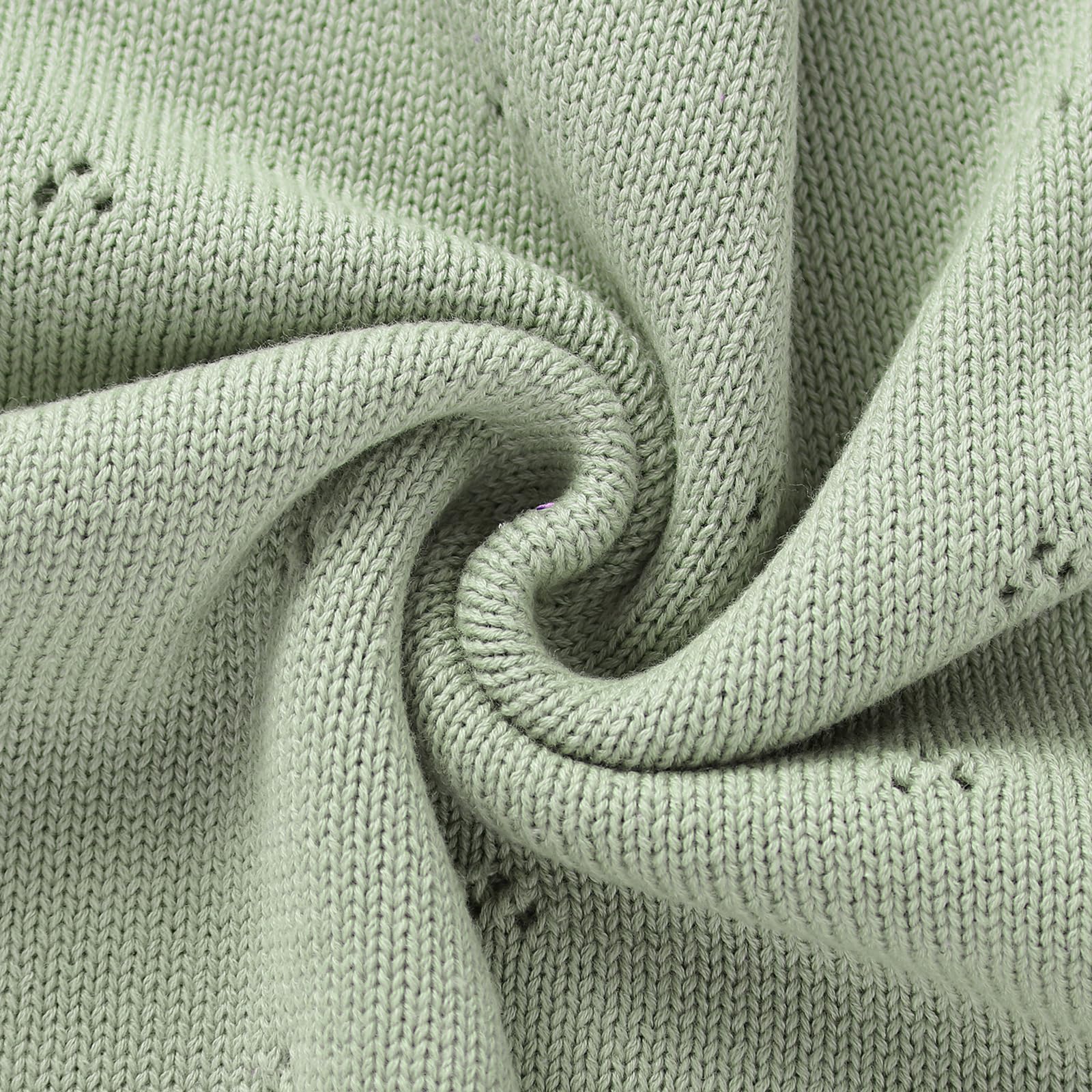 DovFanny Cotton Cellular Baby Blanket Knitted Soft Blanket for Newbron Baby Boy and Girls 100 x 80cm, Sage Green, 100*80CM - Image 3