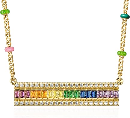 Fettero Dainty Gold Necklace for Women, 14K Gold Plated Cute Bar Pendant Choker Necklaces Simple Trendy Bar Necklaces Jewelry