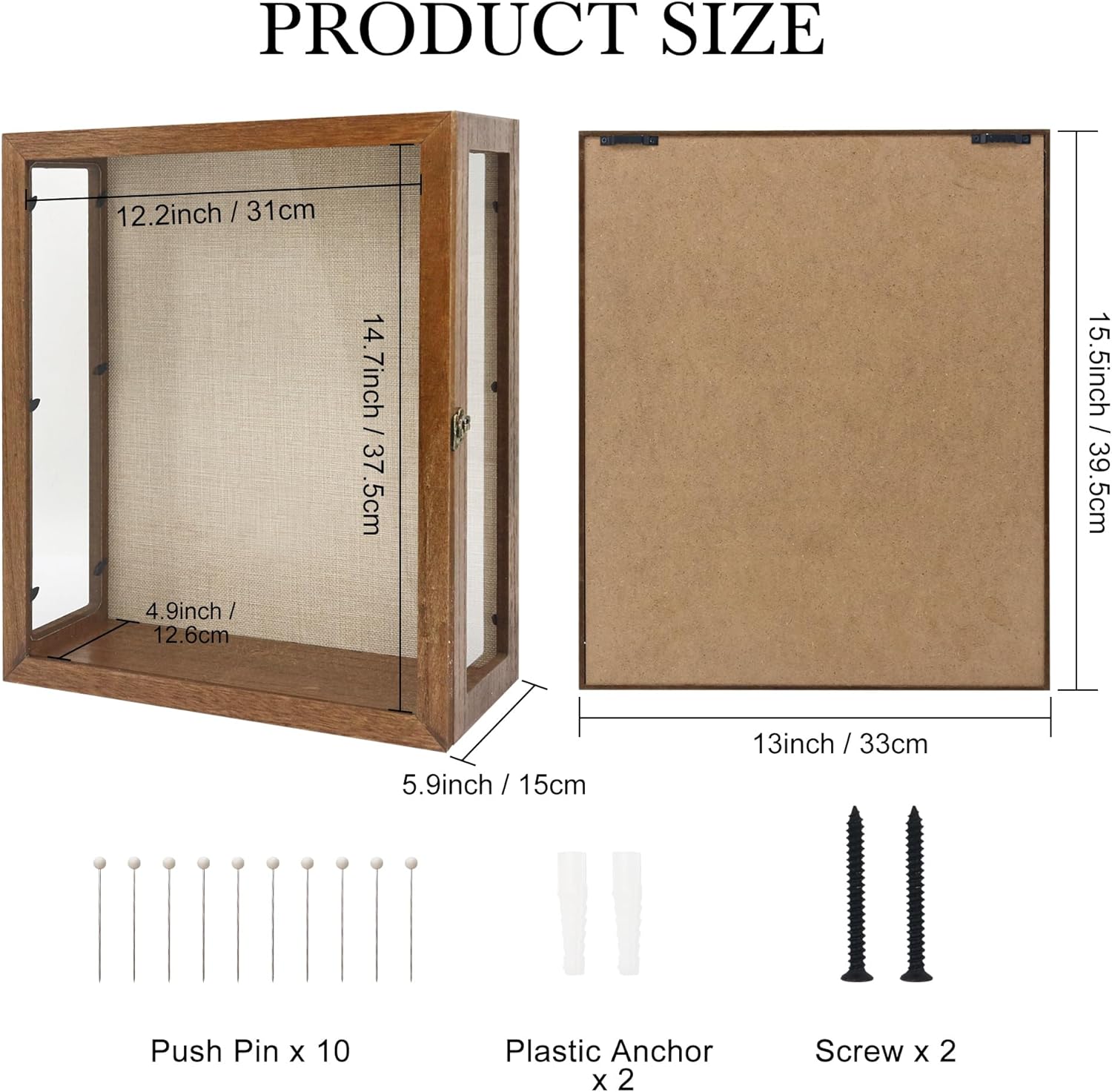 13x16x6 Carbonized Deep Shadow Box with 3 Removable Panels, Wood Display Case for Wall Mounted or Tabletop, Rectangle Shadow Box Vitrina for Wedding,Pet Memorial,Minifigure,Baby Keepsakes