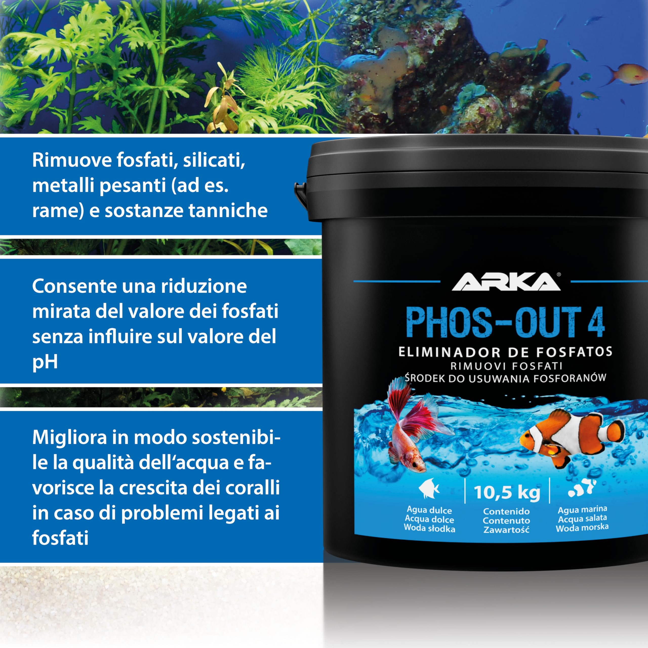 Antifosfati Acquario 5 L - Phos-Out 4 Granuli Idrossido Ferro | Materiale filtrante in granuli con sacchetto, lega fosfati e silicati, per acqua dolce e marina
