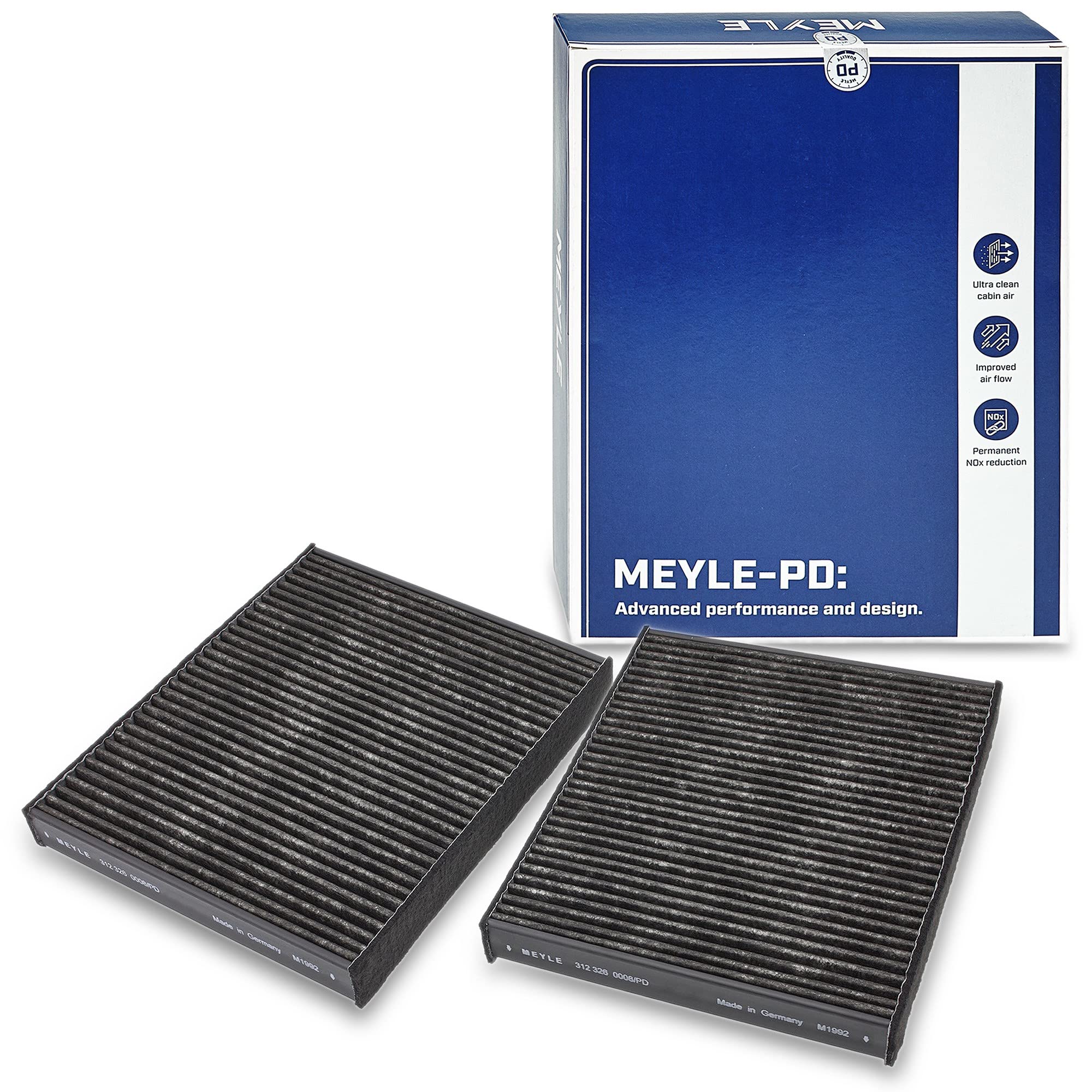 MEYLE Filtro Aria abitacolo per esigenze particolari, Filtro per polveri fini (PM 2.5), con effetto antiallergico, con potere assorbente degli odori, elevata separazione polvere fine, Filtro NOx, 312