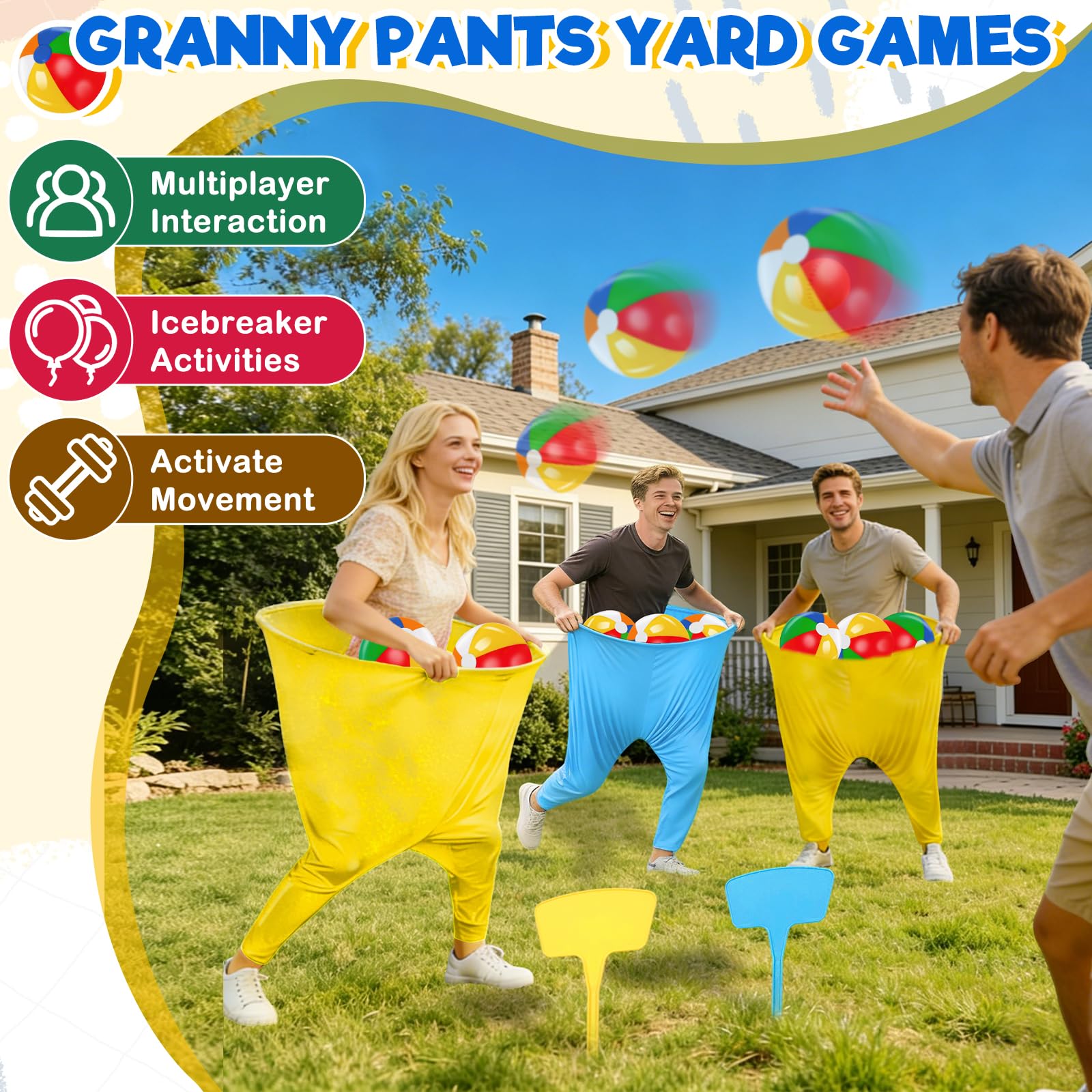 Amazon.com : Granny Pants Yard Game, Oversized Blue & Yellow Pants