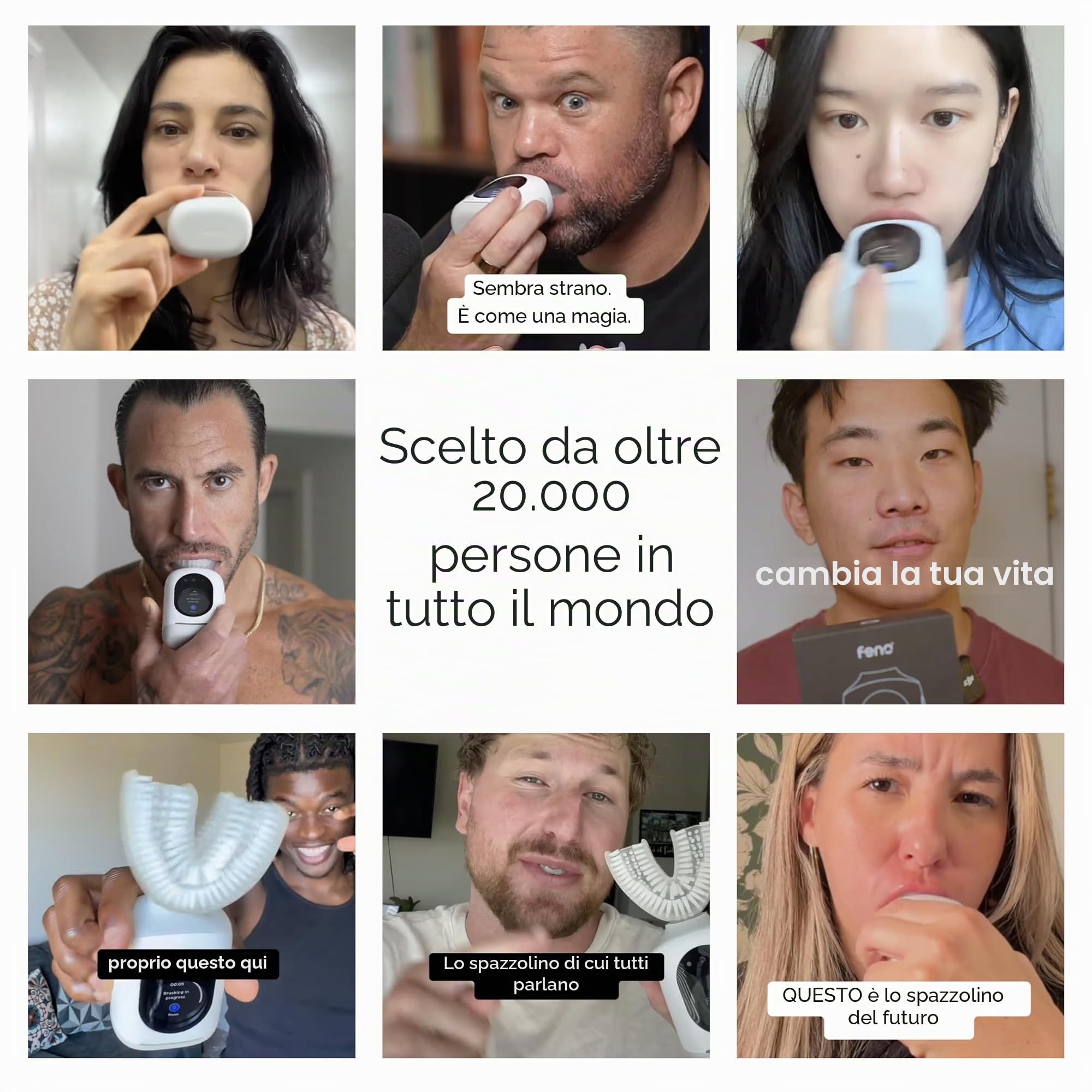Feno Smartbrush Founders Edition Plus - Spazzolino elettrico alimentato dall'intelligenza artificiale con bocchino personalizzato, dentifricio in schiuma (3 tubi), raschietto per lingua e abbonamento