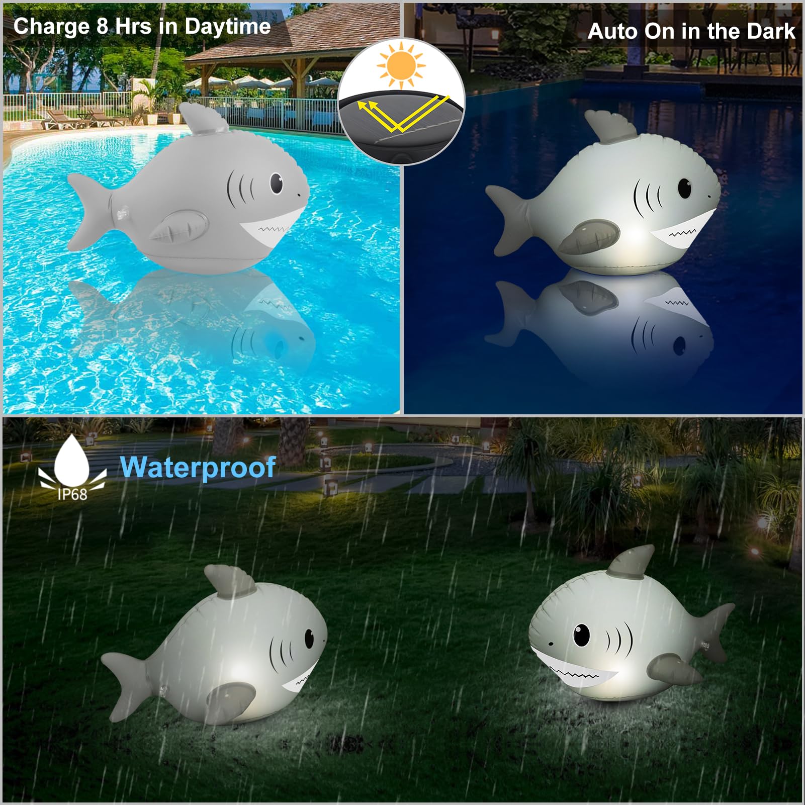 Snapklik.com : Floating Pool Lights, Solar Powered Shark Pool Lights ...