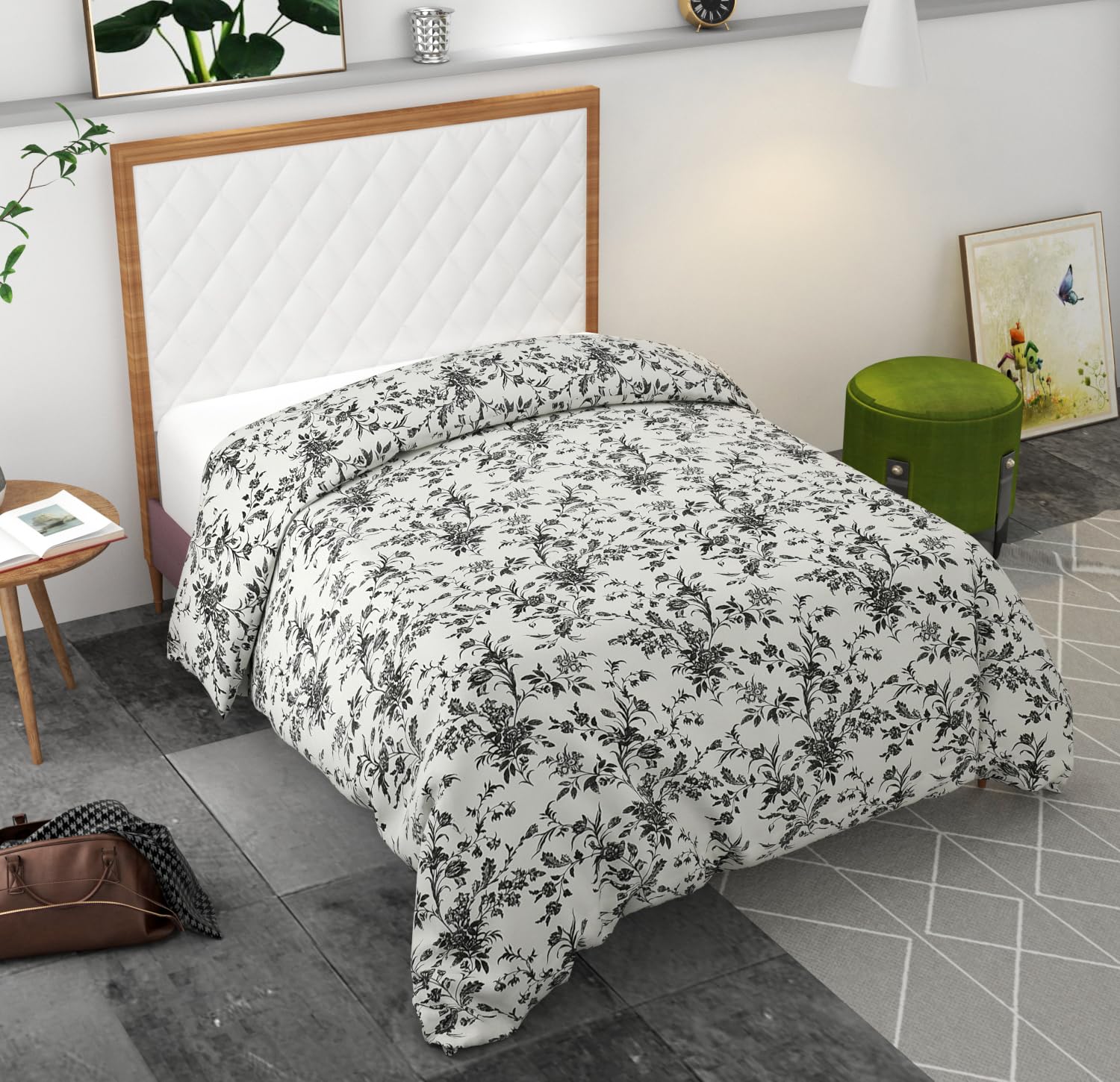 BELVOSTUM Glace Cotton Plain Duvet Cover Single Size | Blanket Cover Single Bed | Quilt Cover Single Bed with Zipper 140 GSM,90x60 Inches- (Black White)-image-17