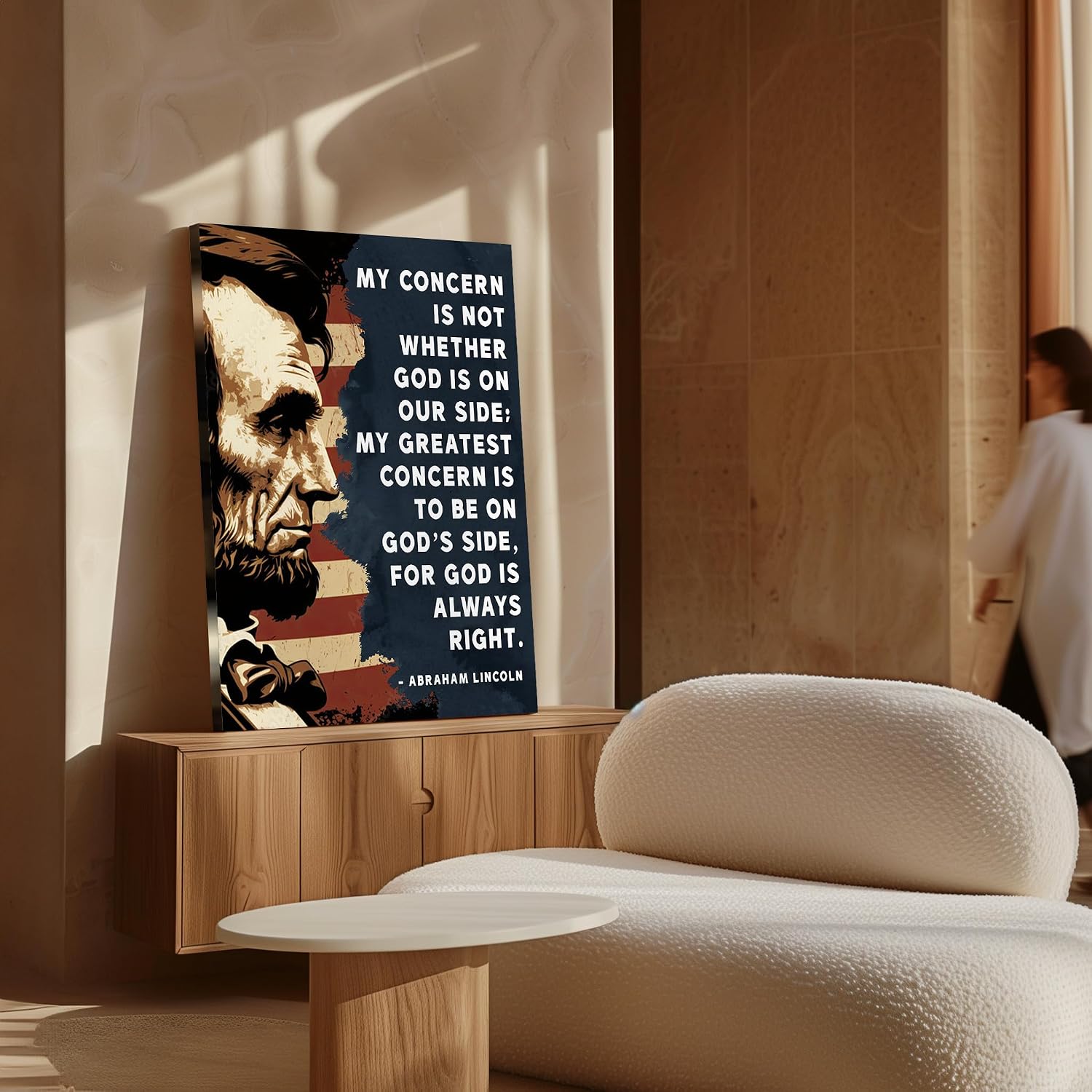 Poster Master God Is Always Right Canvas - Abraham Lincoln Quote Print - Motivational Art - Christian Quote Art - Gift for Men & Women - Inspiring Decor for Bedroom or Office - 8x10 STRETCHED Canvas