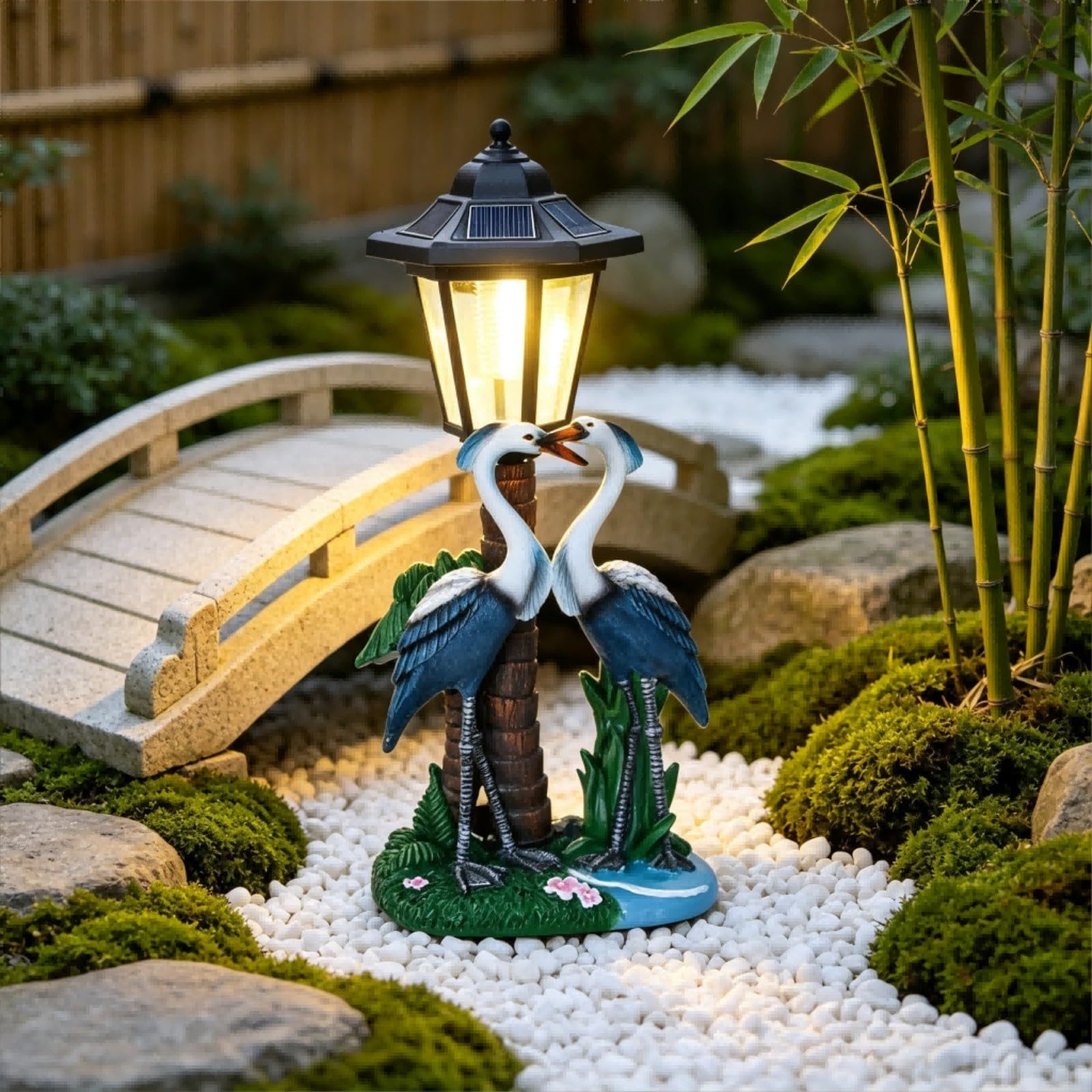 Statuetta a forma di uccellino solare impermeabile, statua in resina con luce notturna per giardino, prato, cortile, decorazione esterna
