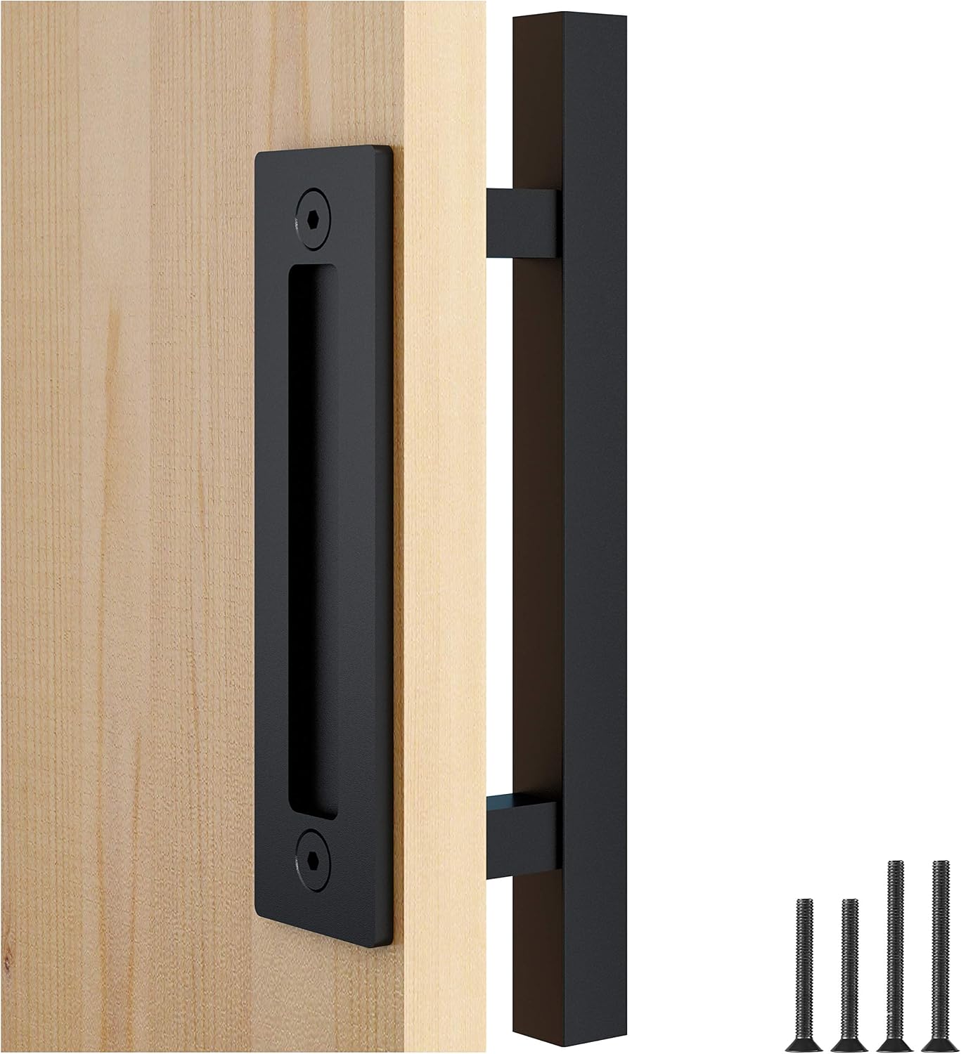 FaithLand 12" Barn Door Handle with Flush Finger Pull, Pull