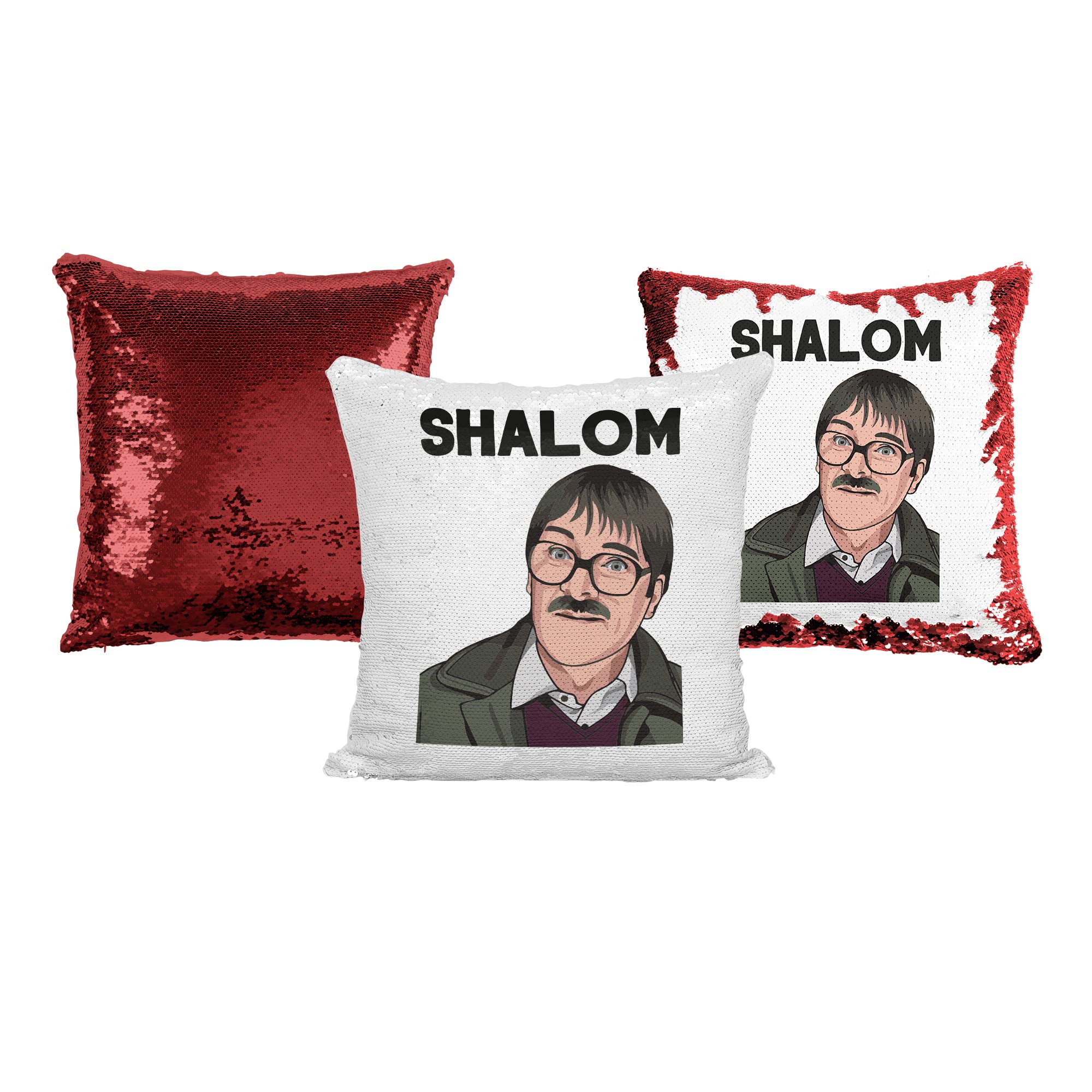 Print Maniacs Personalised Friday Night Jim Shalom Celebrity Fans Face Funny Movies Reversible Face Novelty Sequin Pillow Cushion You Look Nice(Cover + Filling) (Red)