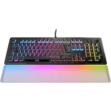 Roccat Vulcan II Max - Clavier de Jeu Optique et Mécanique pour PC, Touches Rétro-éclairées RGB Personnalisables Repose-Poignets, Interrupteurs Titan II, Plaque en Aluminium, Noir