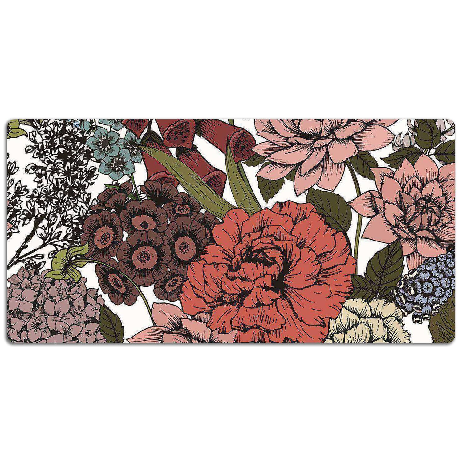 Sottomano da Scrivania 120x60 cm in Vinile PVC Protezione e Decorazione Facile da Pulire Superficie Protettiva per Ufficio e Casa Antiscivolo Impermeabile - fiori autunnali