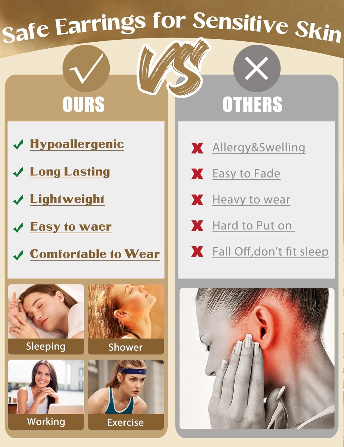 LOLIAS Hypoallergenic 14K Gold Plated Hoop Stud Earring Stacks for Women Trendy - Chain Cartilage Earrings Cute Silver Huggie Earrings Sets for Multiple Piercing Jewelry Lightweight 8Pairs - Image 6